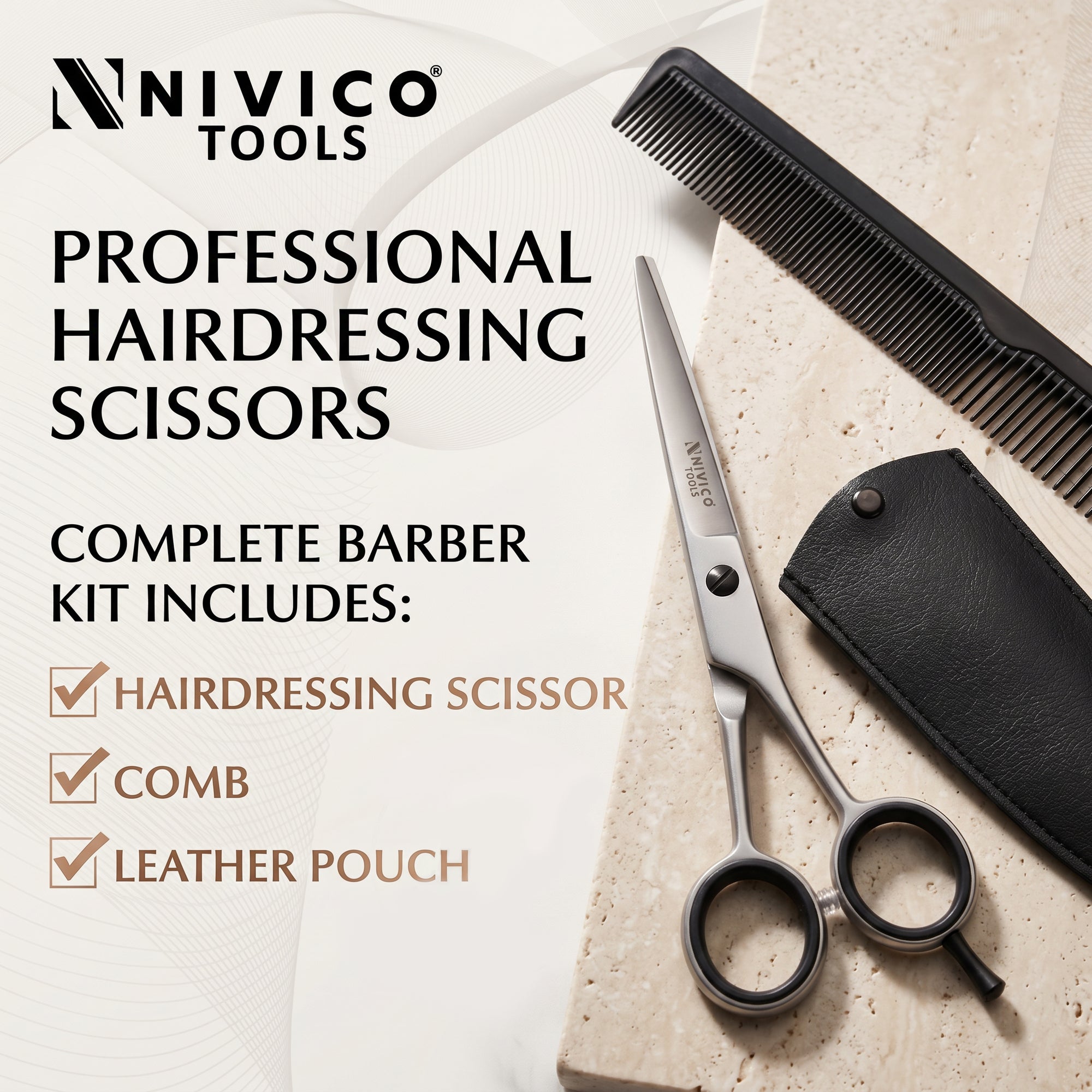 Professional 6.5” Barber Scissors - Hair Cutting Shears with Comb