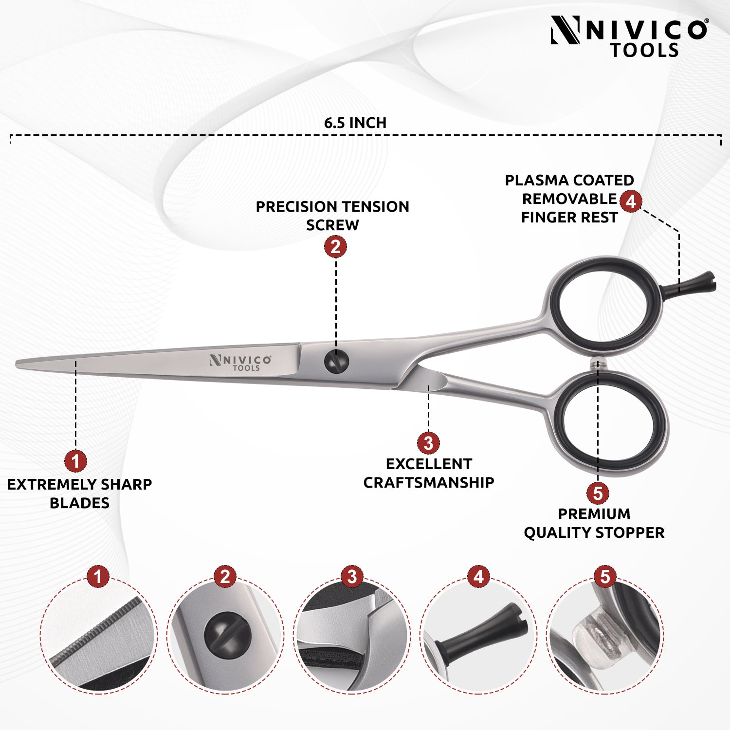Professional 6.5” Hair Cutting Scissors with Comb