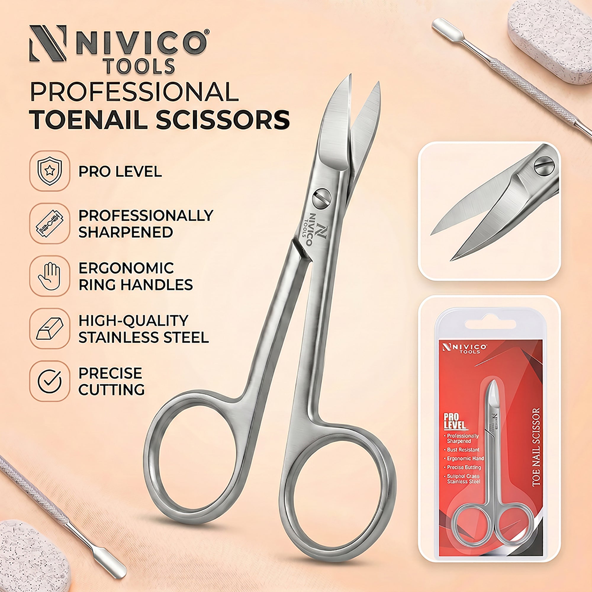 Premium Toenail Scissors – Heavy-Duty Podiatry Shears for Thick & Ingrown Nails