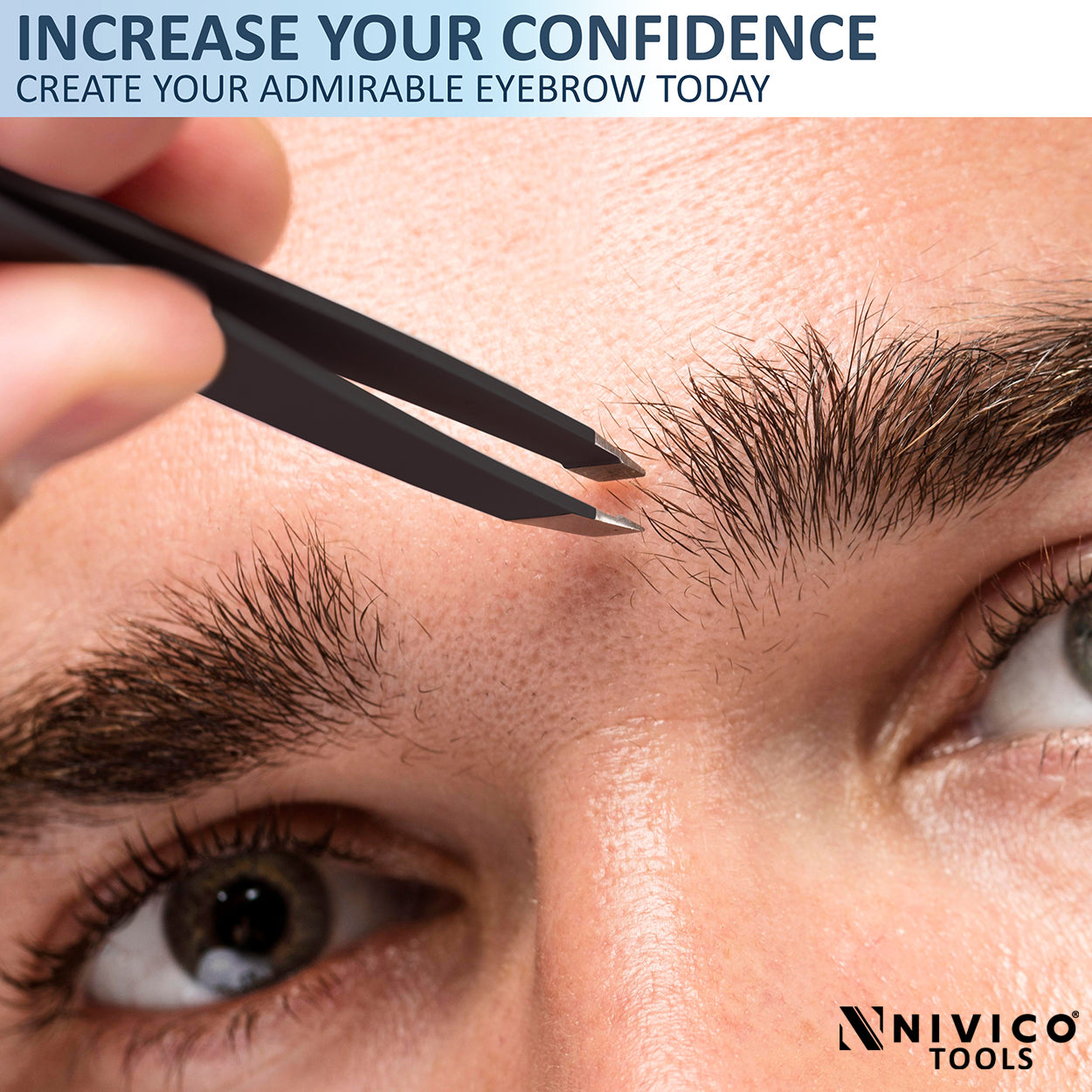 NIVICO Black Tweezers Set with Leather Pouch