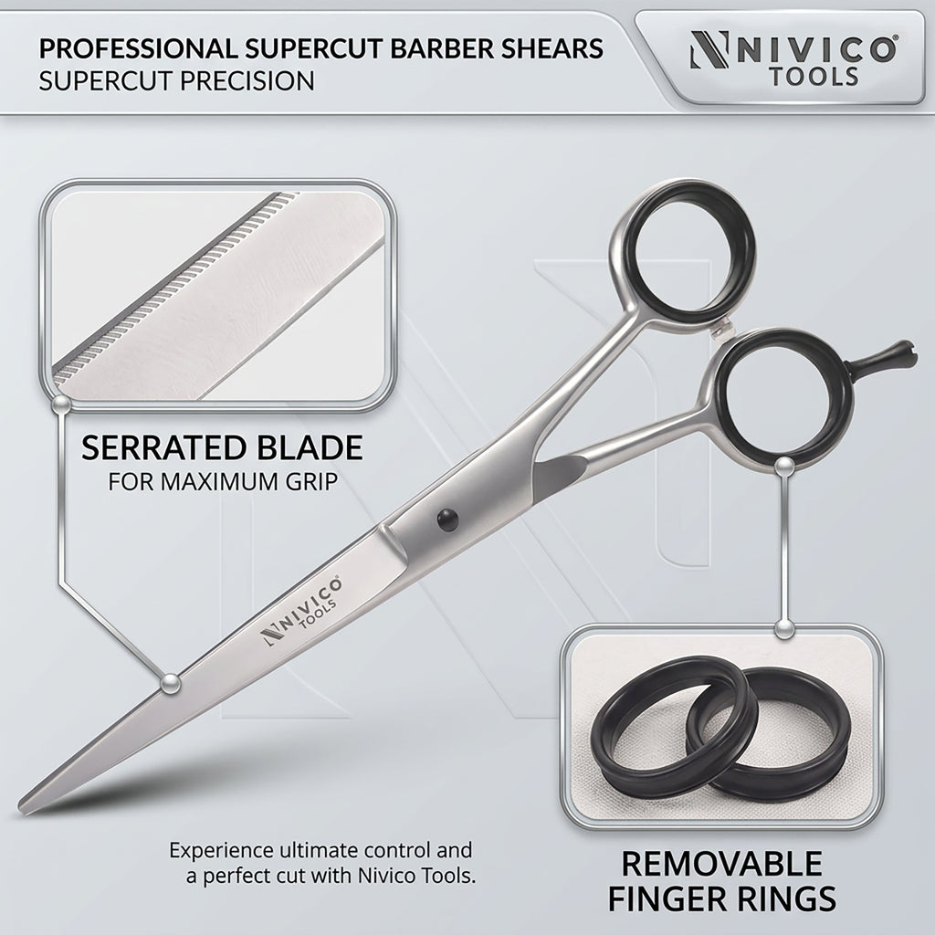 Professional 6.5” Barber Scissors - Hair Cutting Shears with Comb
