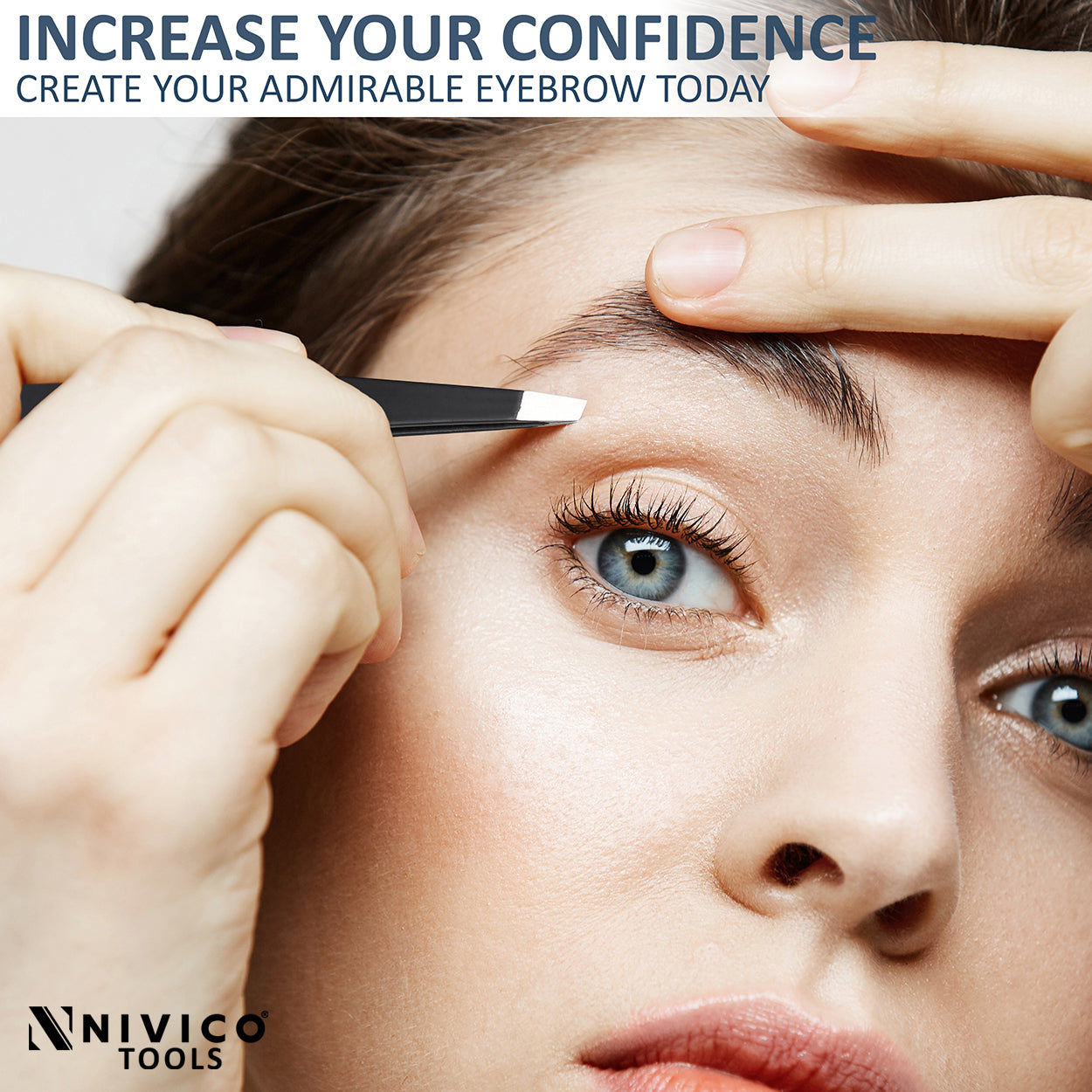 NIVICO Black Tweezers Set with Leather Pouch