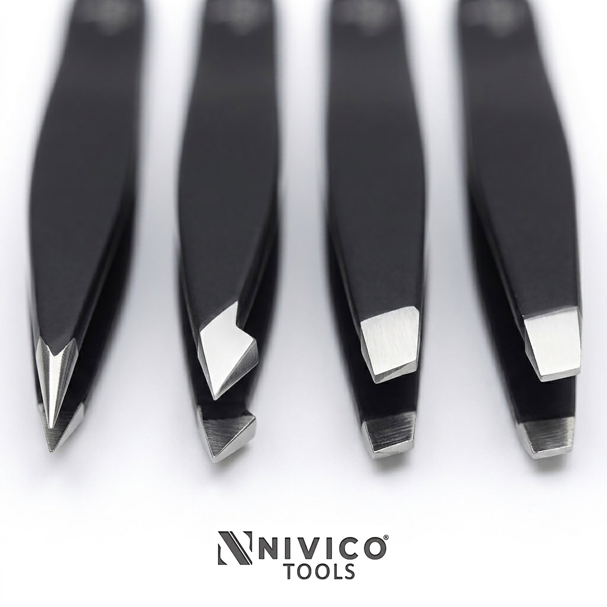 NIVICO Black Tweezers Set with Leather Pouch