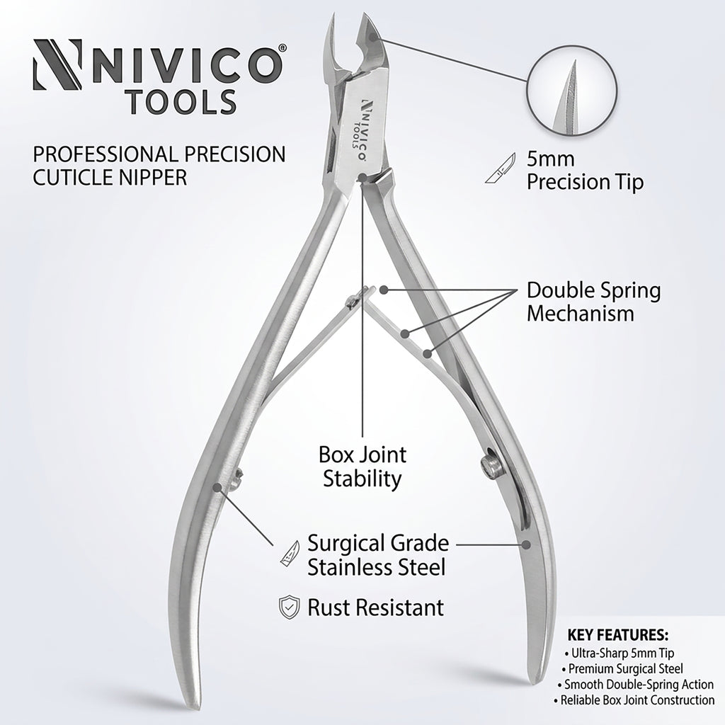 Professional Cuticle Nipper – Cuticle Trimmer - Hangnail Clipper with Double Leaf Wire Spring
