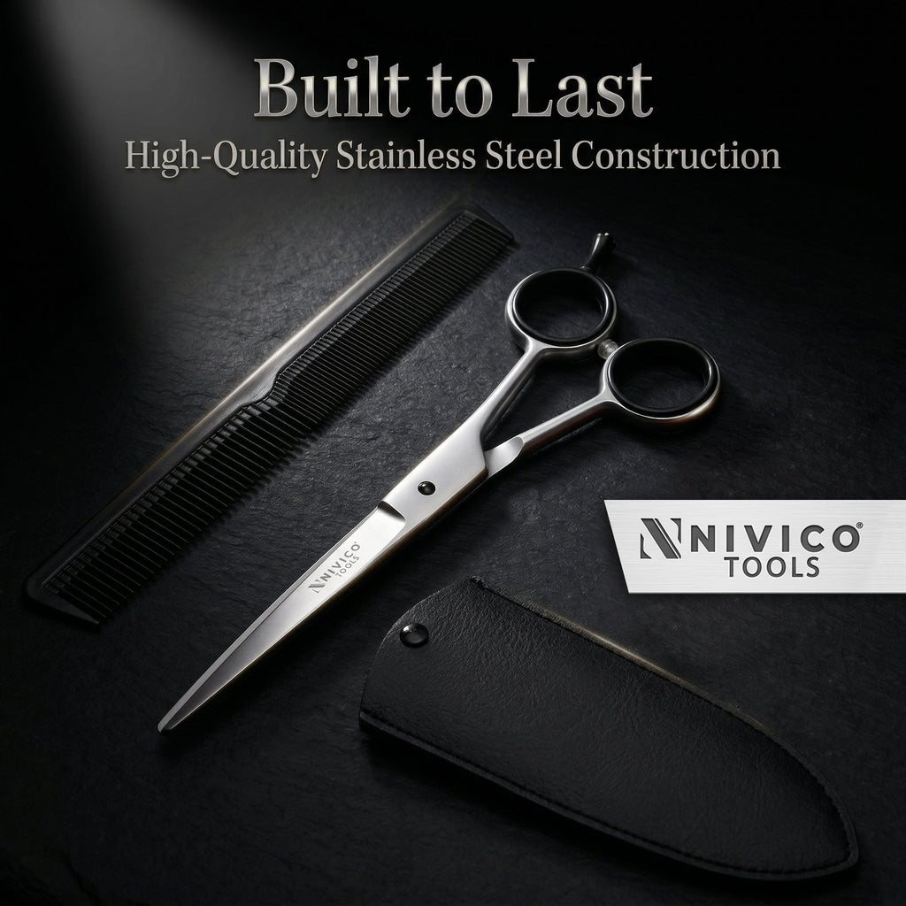 Professional 6.5” Barber Scissors - Hair Cutting Shears with Comb