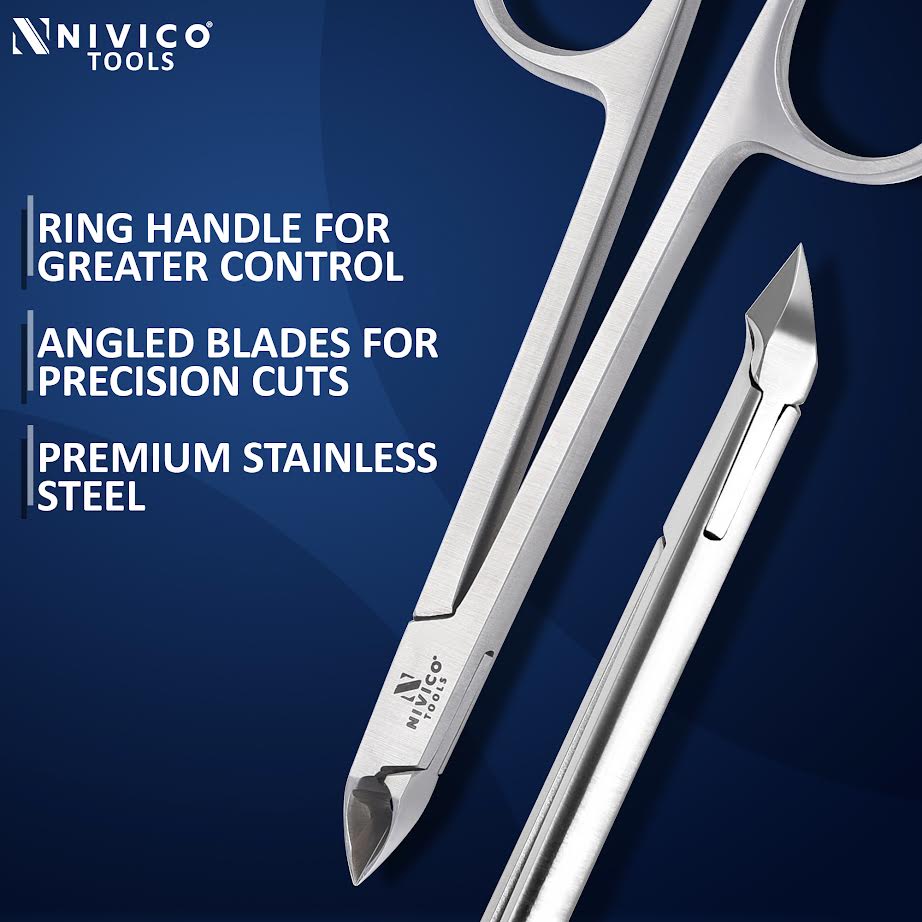 NIVICO Cuticle Nipper with Rings, 10cm, 5mm Tip, Cuticle Trimmer