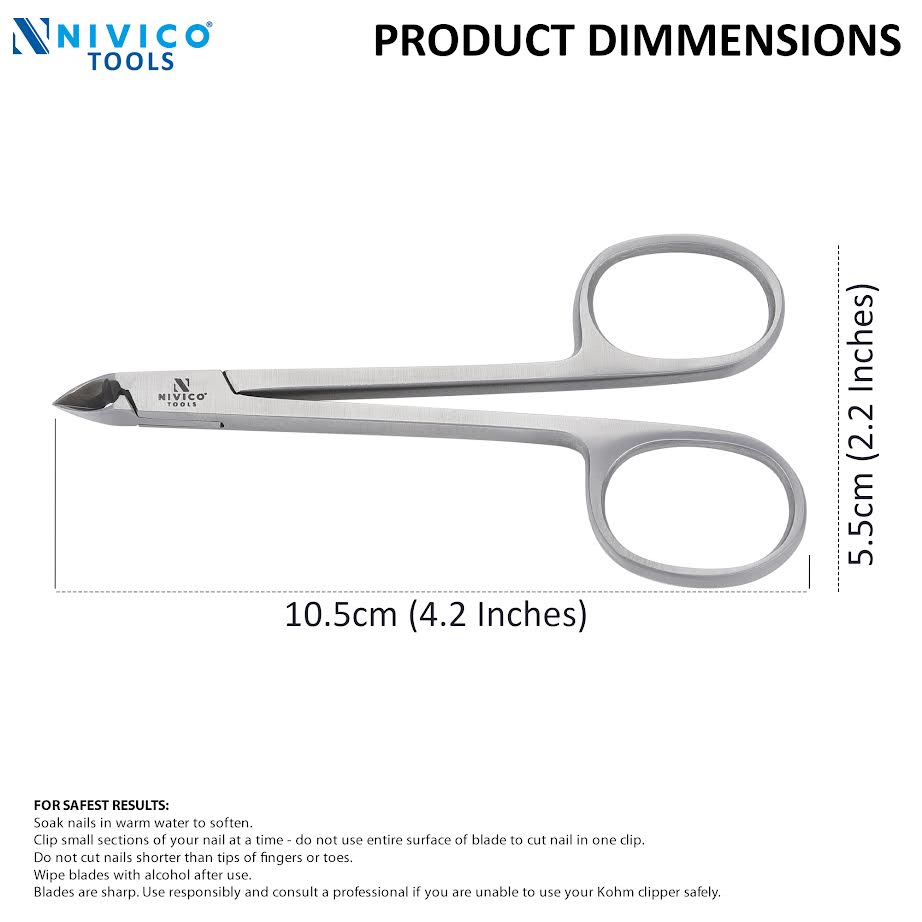 NIVICO Cuticle Nipper with Rings, 10cm, 5mm Tip, Cuticle Trimmer