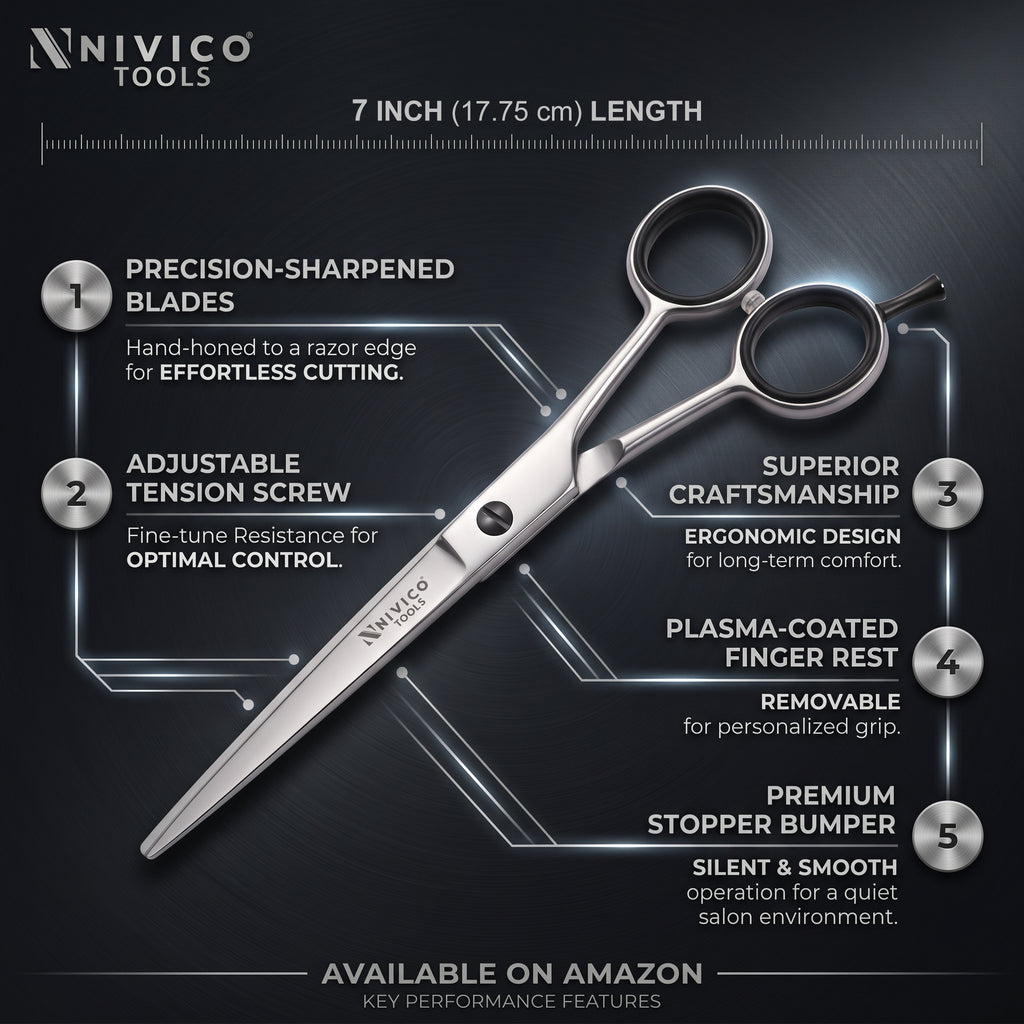 Professional 6.5” Barber Scissors - Hair Cutting Shears with Comb