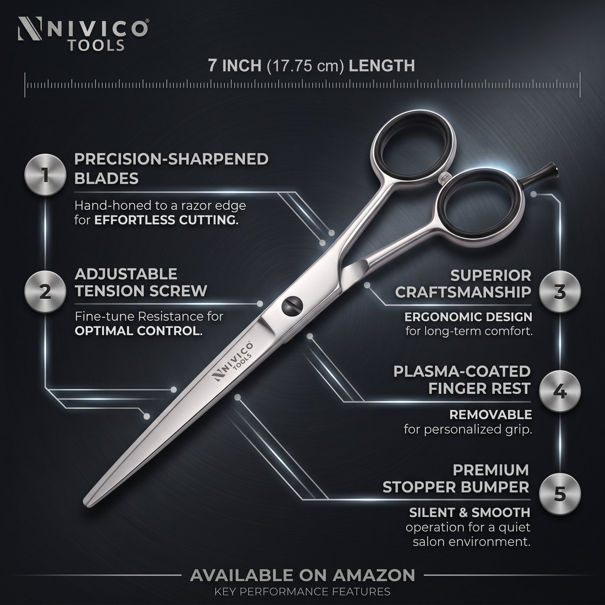 Professional 6.5” Barber Scissors - Hair Cutting Shears with Comb