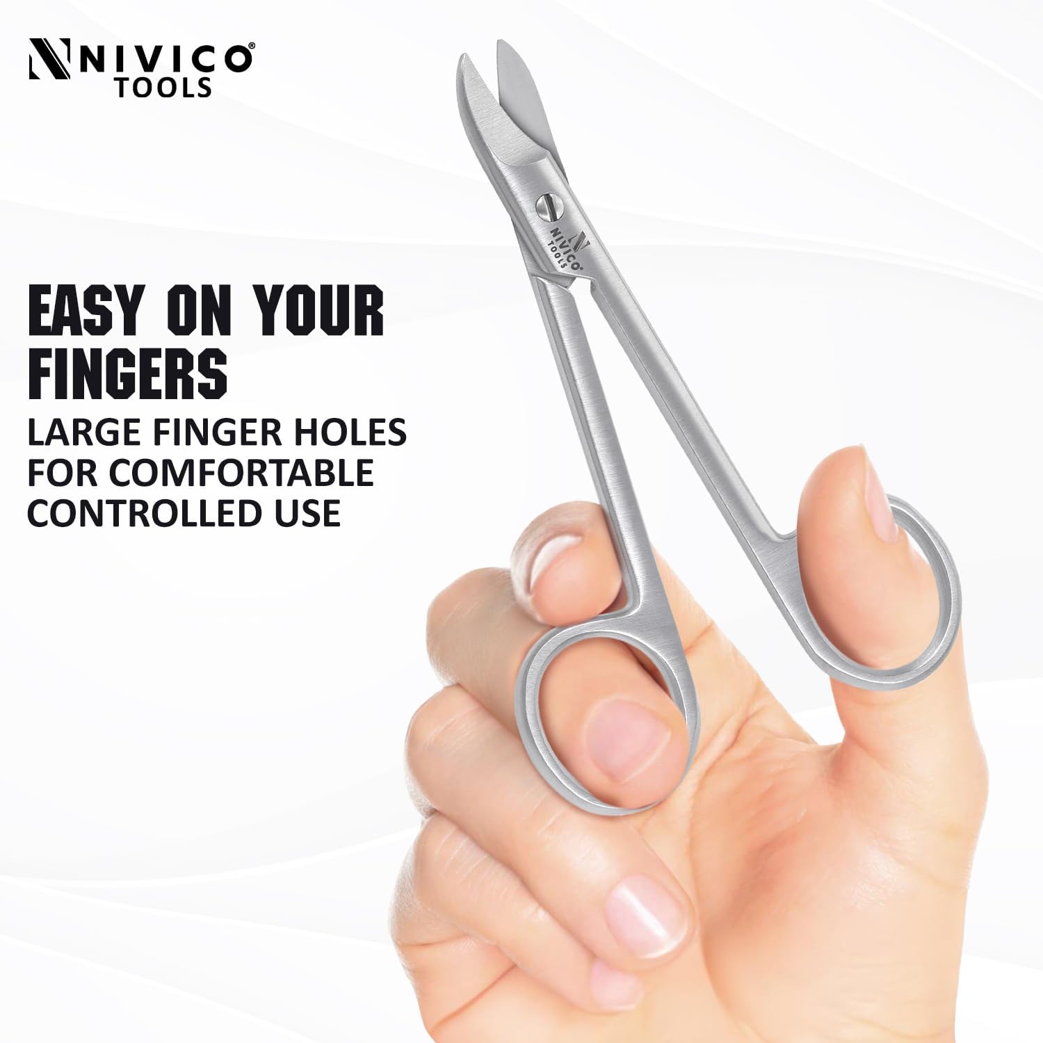 NIVICO Toenail Scissors - Stainless Steel Pedicure Scissor for Thick Nail 10.5cm Curved Blade