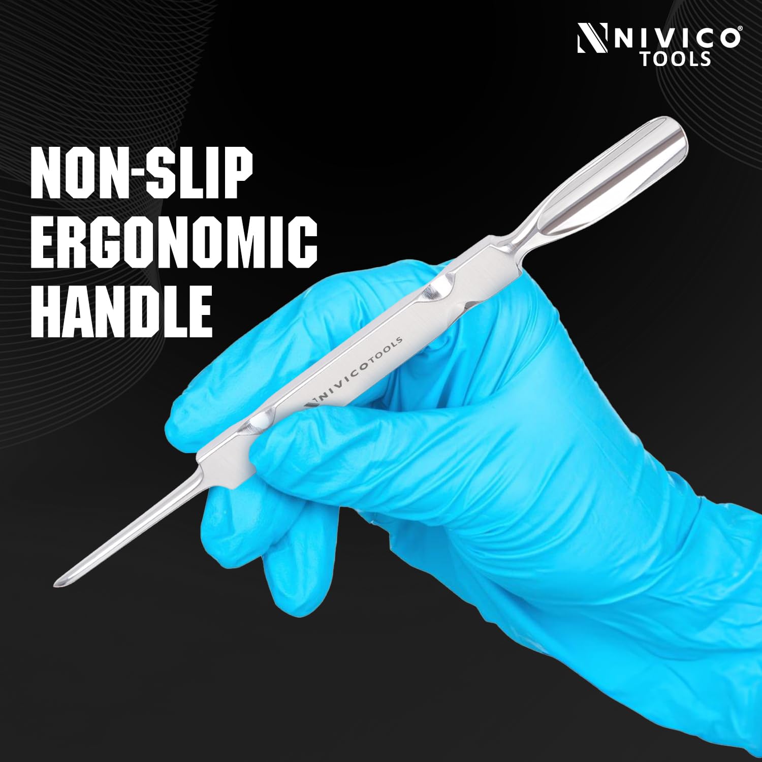 NIVICO Flat Handle Gouge Nail Pusher And Cuticle Pusher Tool