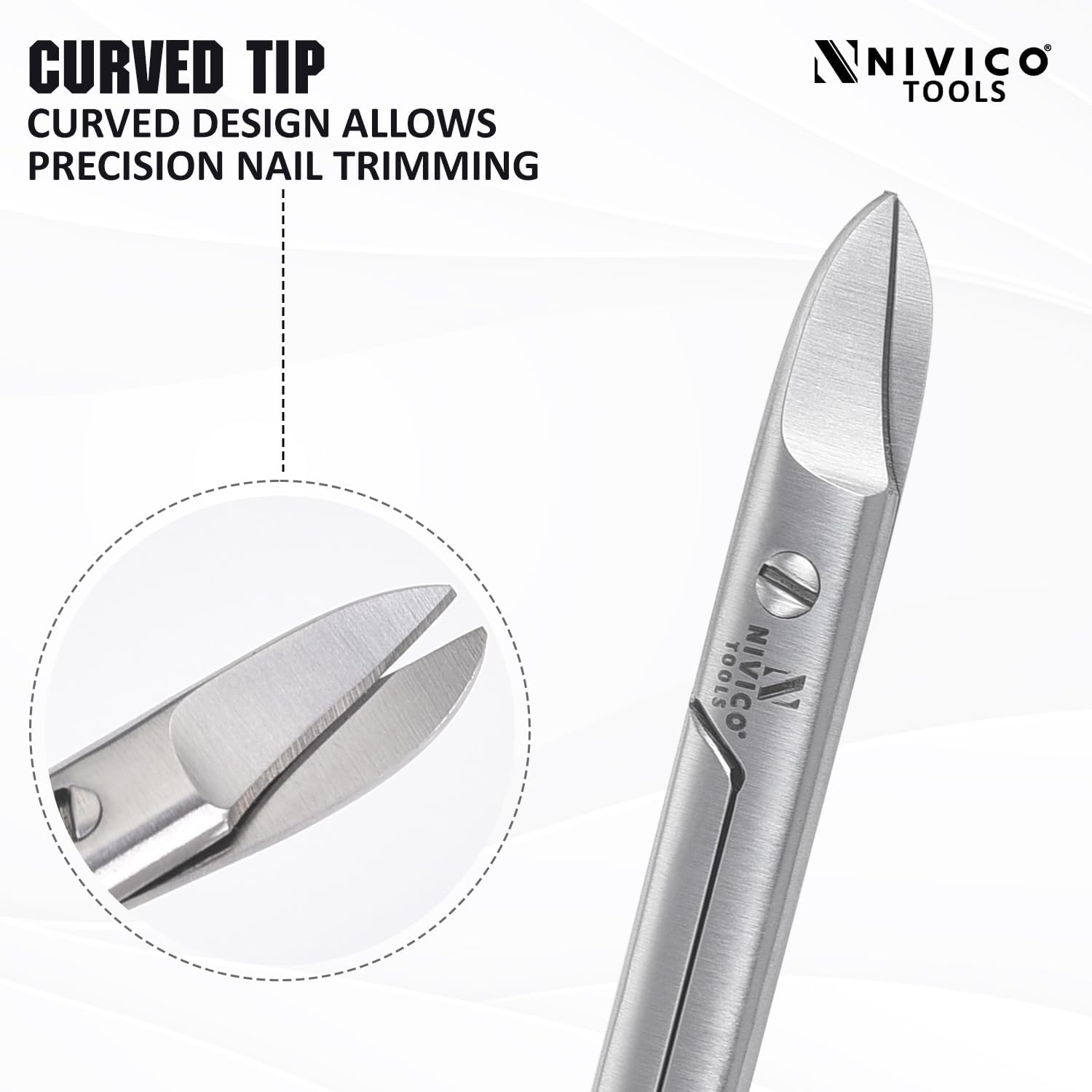 NIVICO Toenail Scissors - Stainless Steel Pedicure Scissor for Thick Nail 10.5cm Curved Blade