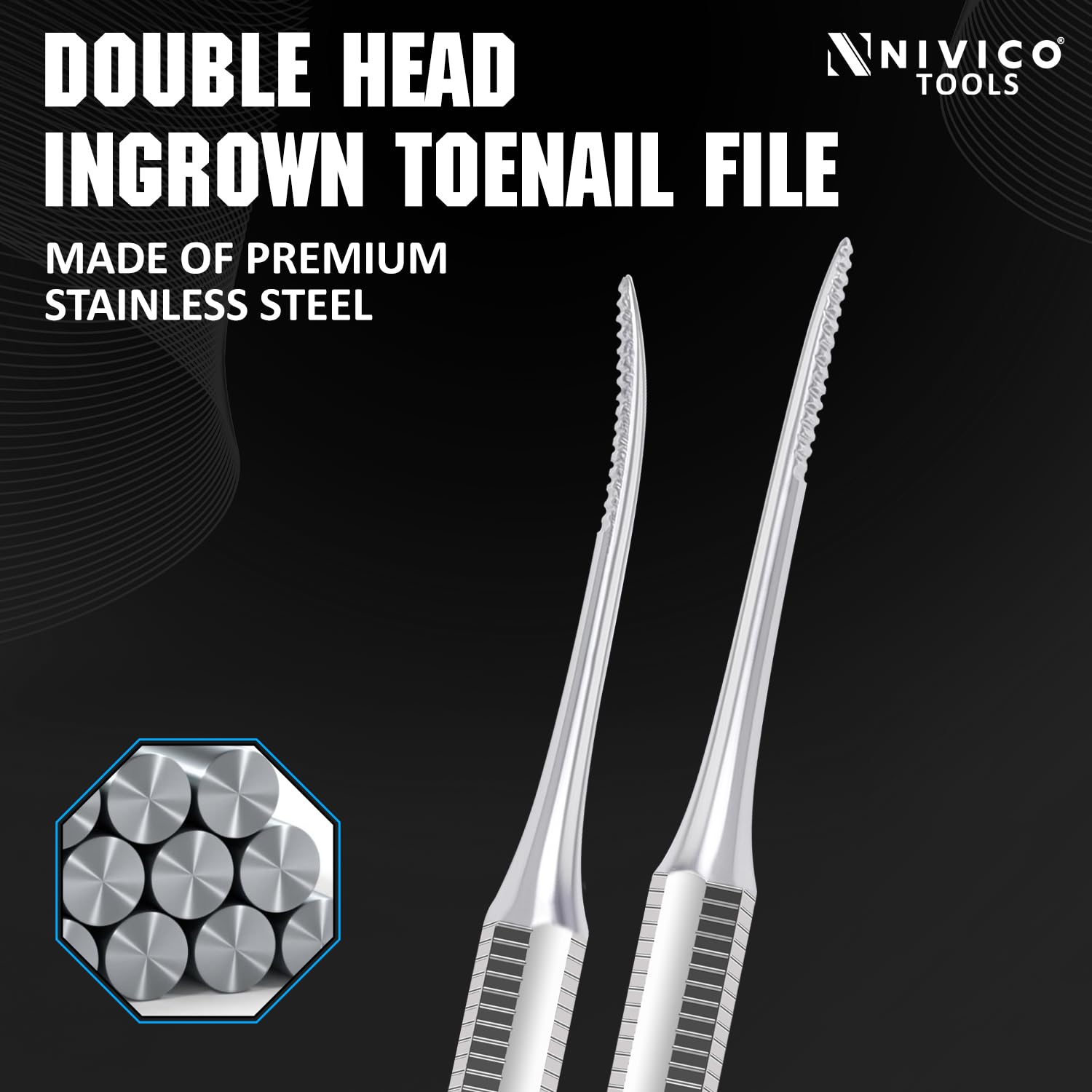 NIVICO Corner File Nail Pusher And Cuticle Pusher Tool