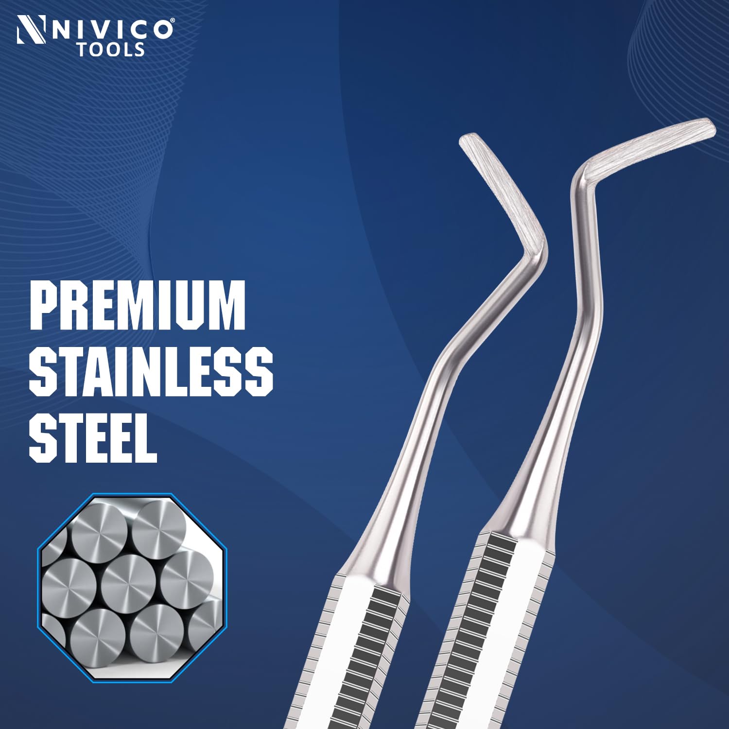 NIVICO Flat Handle Nail Pusher And Cuticle Pusher Tool