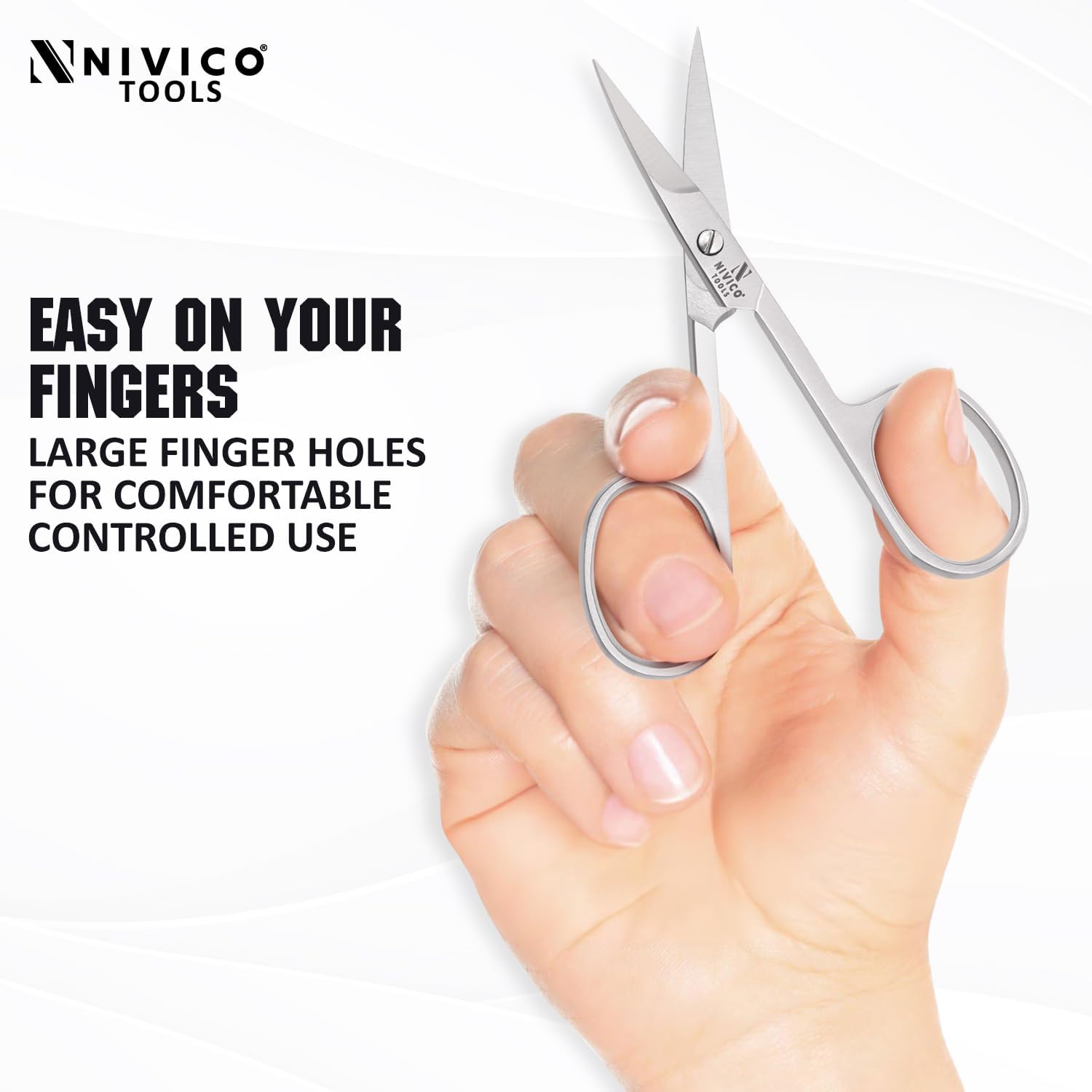 NIVICO Nail Scissors 9cm, Curved Shape Scissor with adjustable screw