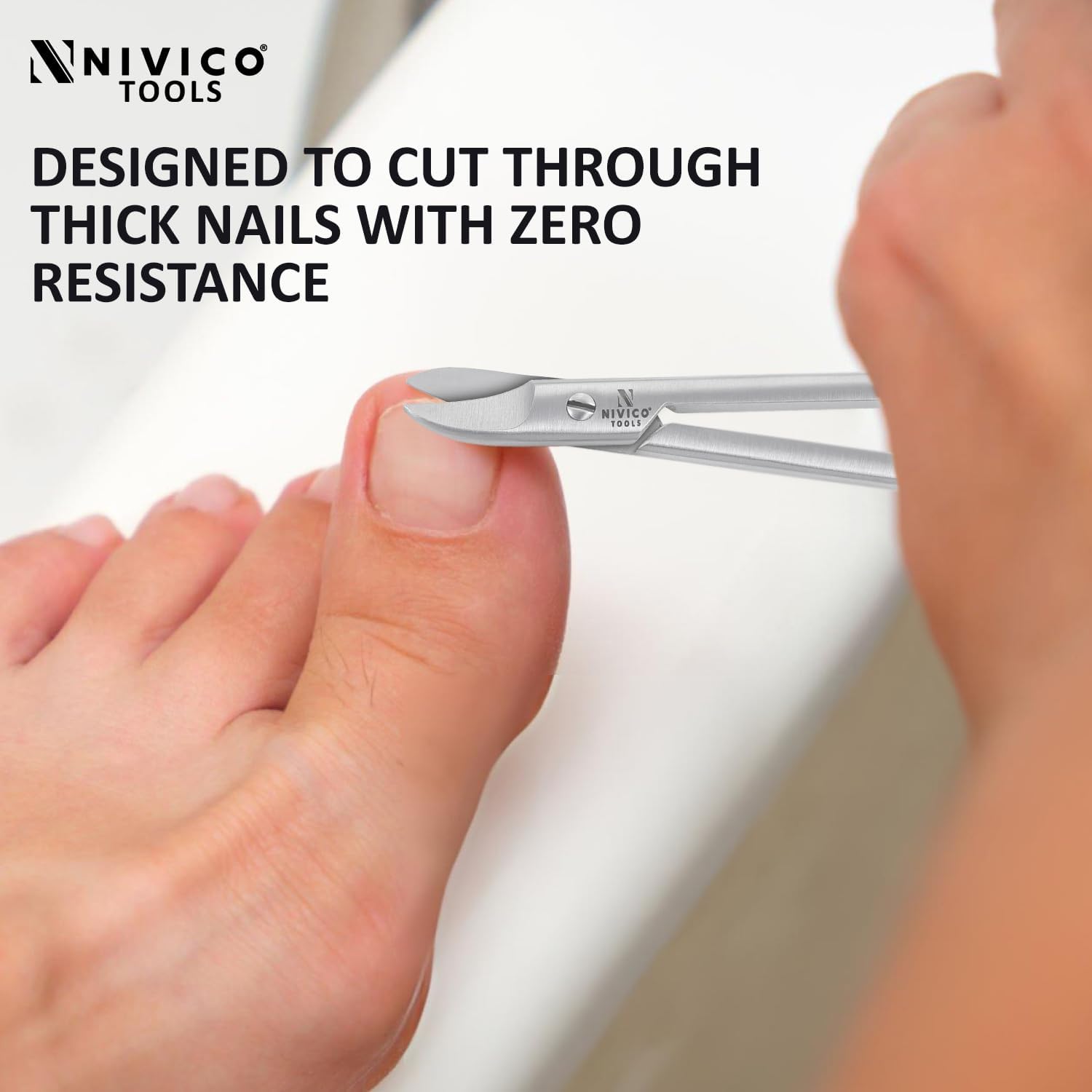NIVICO Toenail Scissors - Stainless Steel Pedicure Scissor for Thick Nail 10.5cm Curved Blade