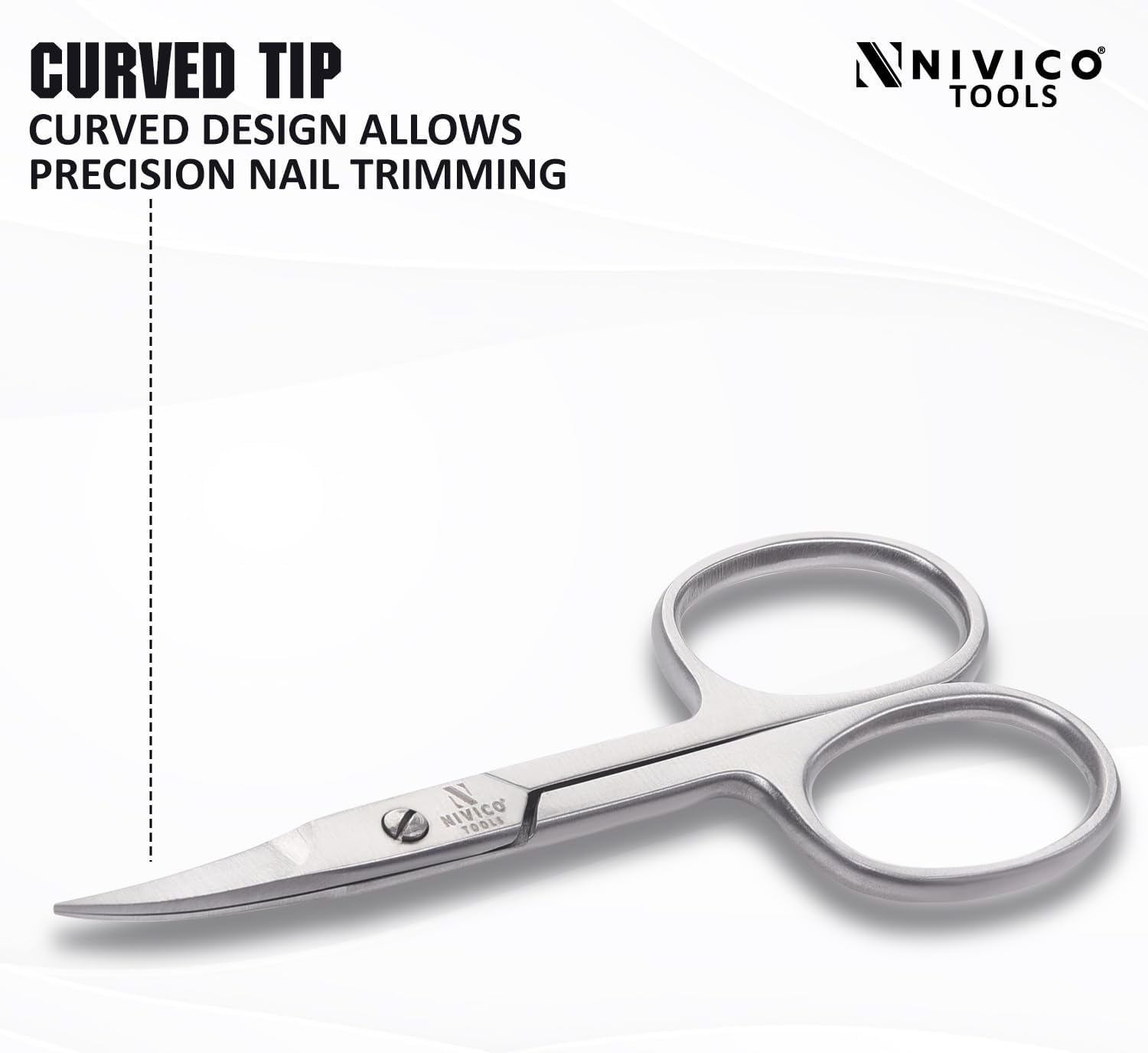 NIVICO Nail Scissors 9cm, Curved Shape Scissor with adjustable screw