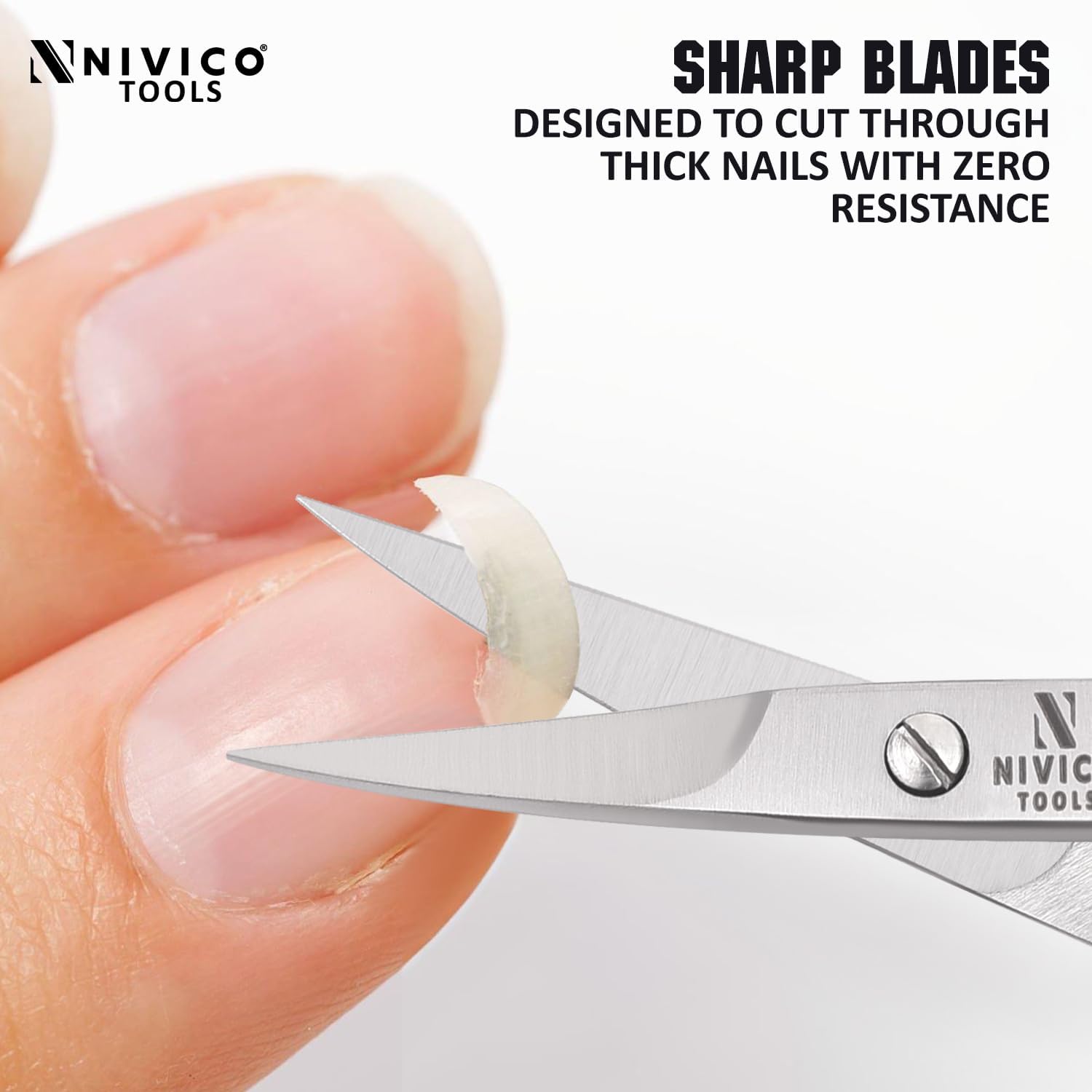 NIVICO Nail Scissors 9cm, Curved Shape Scissor with adjustable screw