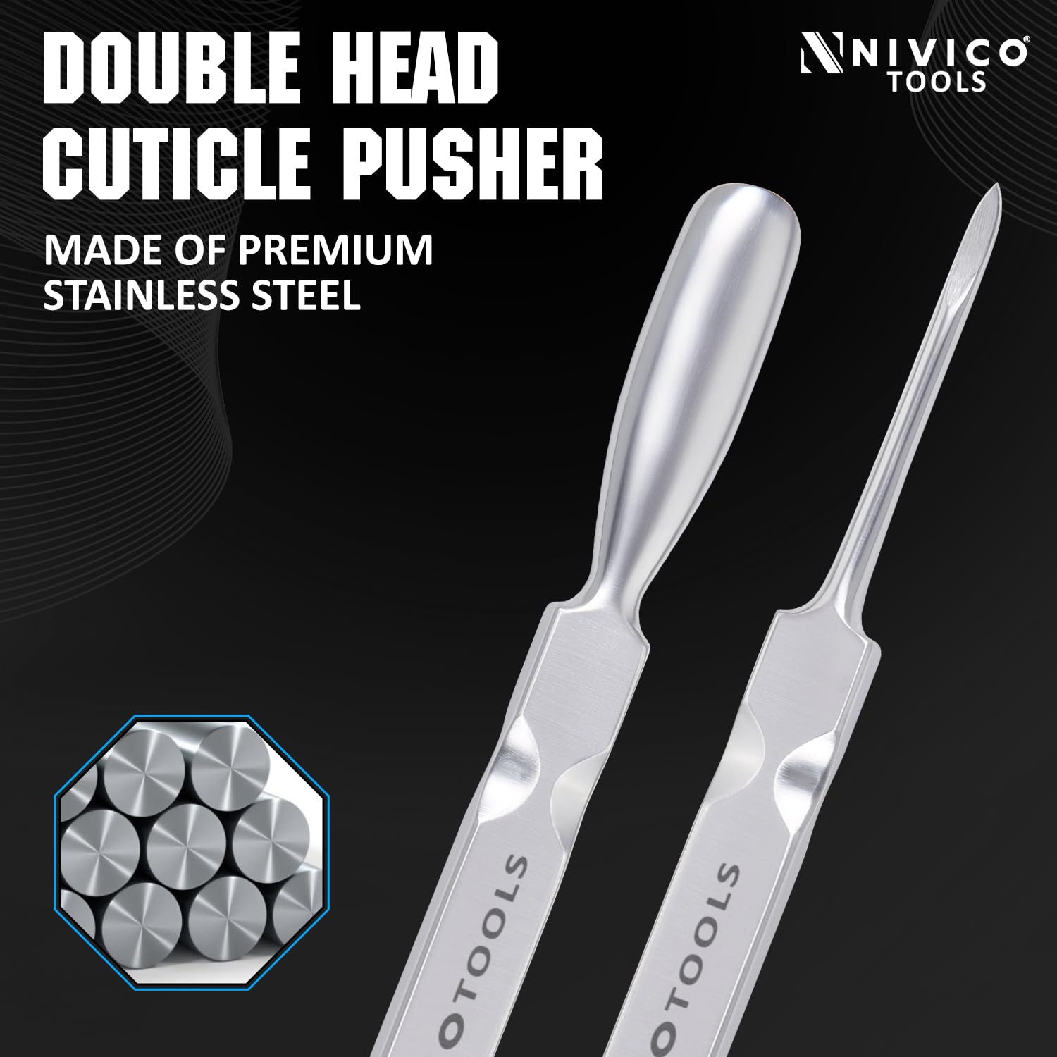 NIVICO Flat Handle Gouge Nail Pusher And Cuticle Pusher Tool