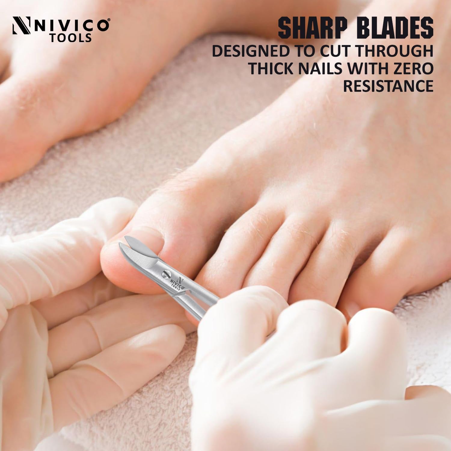 NIVICO Toenail Scissors - Stainless Steel Pedicure Scissor for Thick Nail 10.5cm Curved Blade