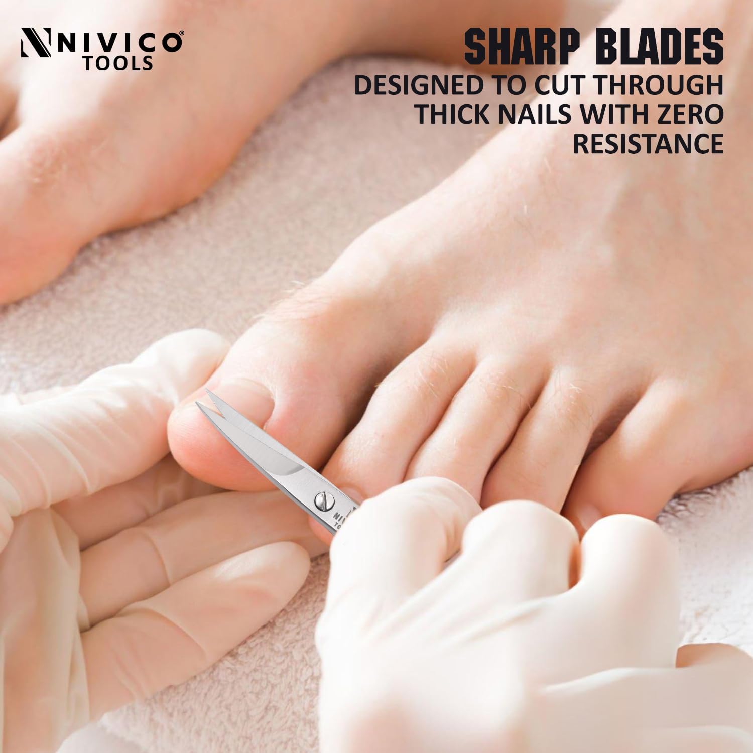 NIVICO Nail Scissors 9cm, Curved Shape Scissor with adjustable screw