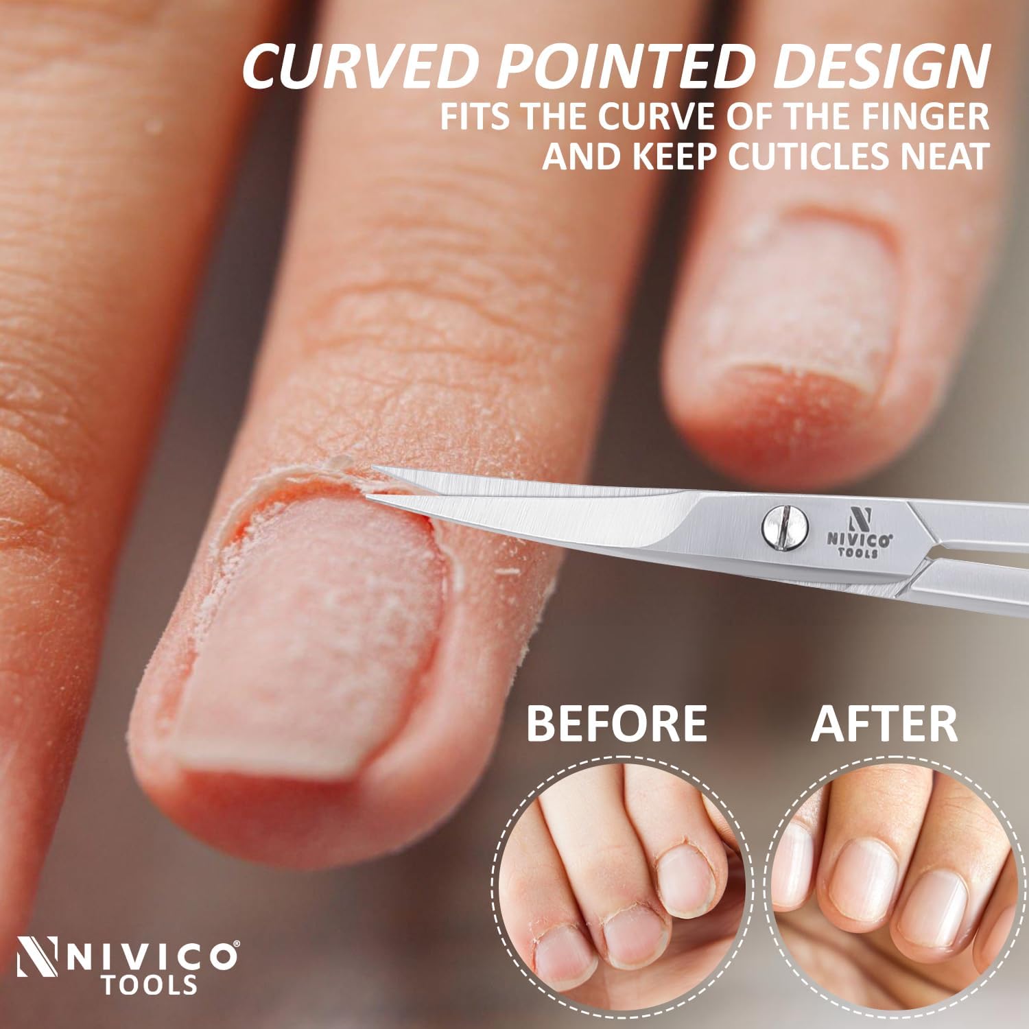 NIVICO Cuticle Scissors, Multi-Purpose Stainless Steel Cuticle Scissors for Grooming