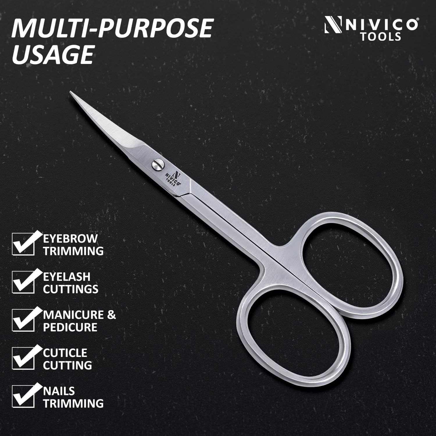 NIVICO Cuticle Scissors, Multi-Purpose Stainless Steel Cuticle Scissors for Grooming
