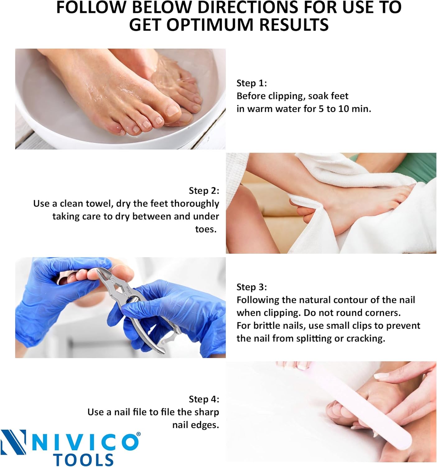 NIVICO Heavy Duty Toe Nail Clippers for Thick Nails
