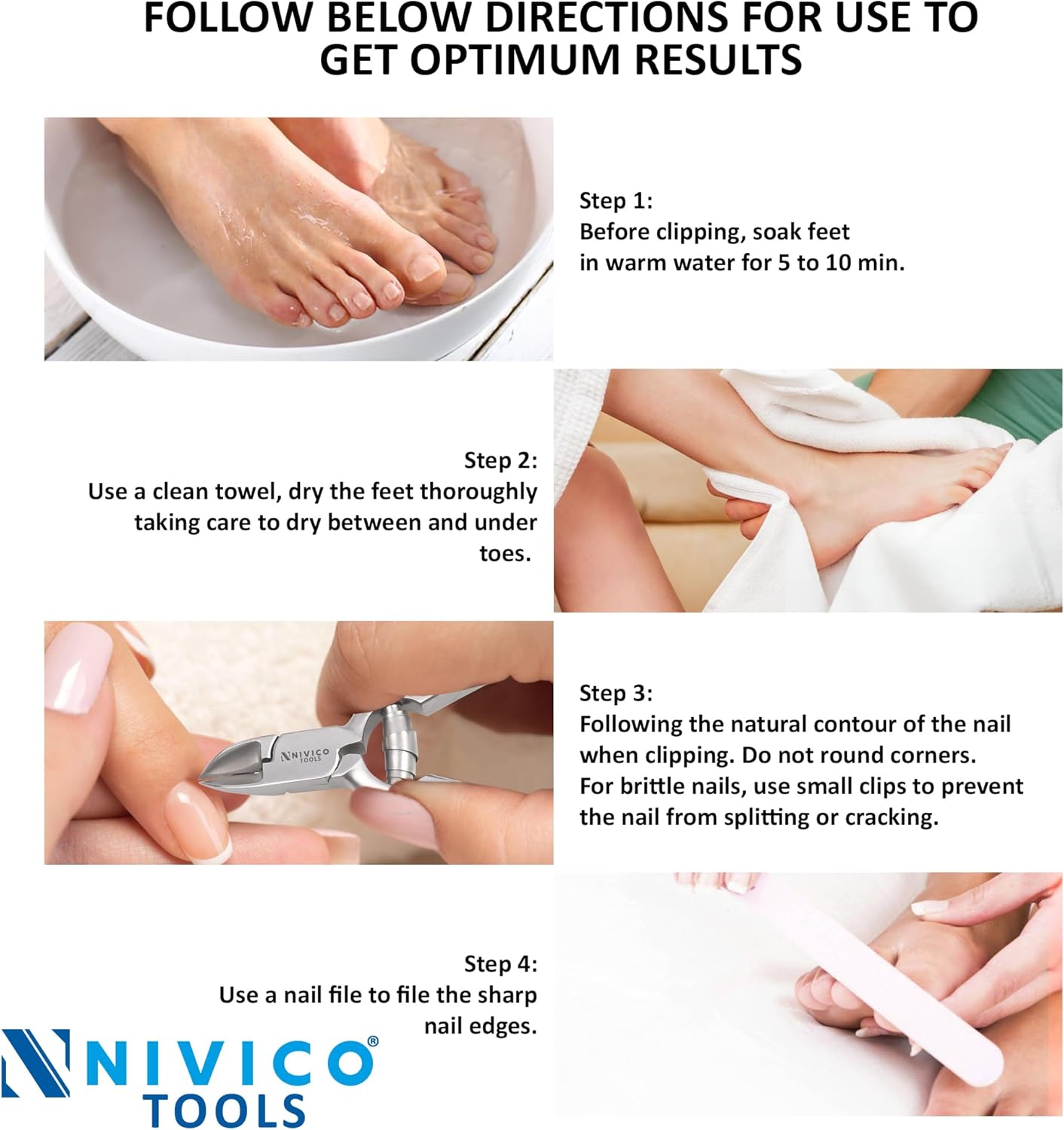 NIVICO Heavy Duty Toe Nail Clippers for Thick Nails
