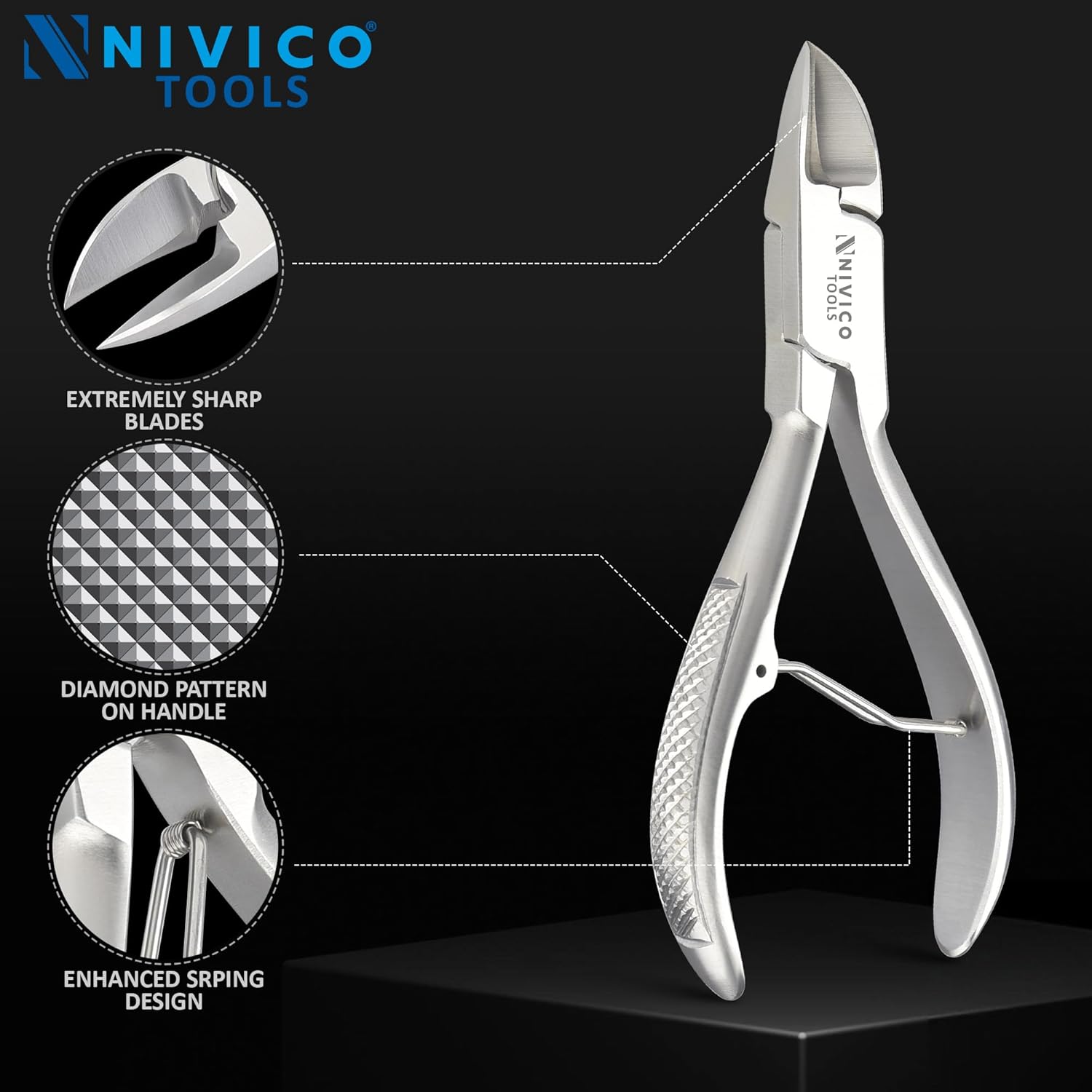 NIVICO Nail Cutter 4" - 10cm, Single Leaf Wire Spring