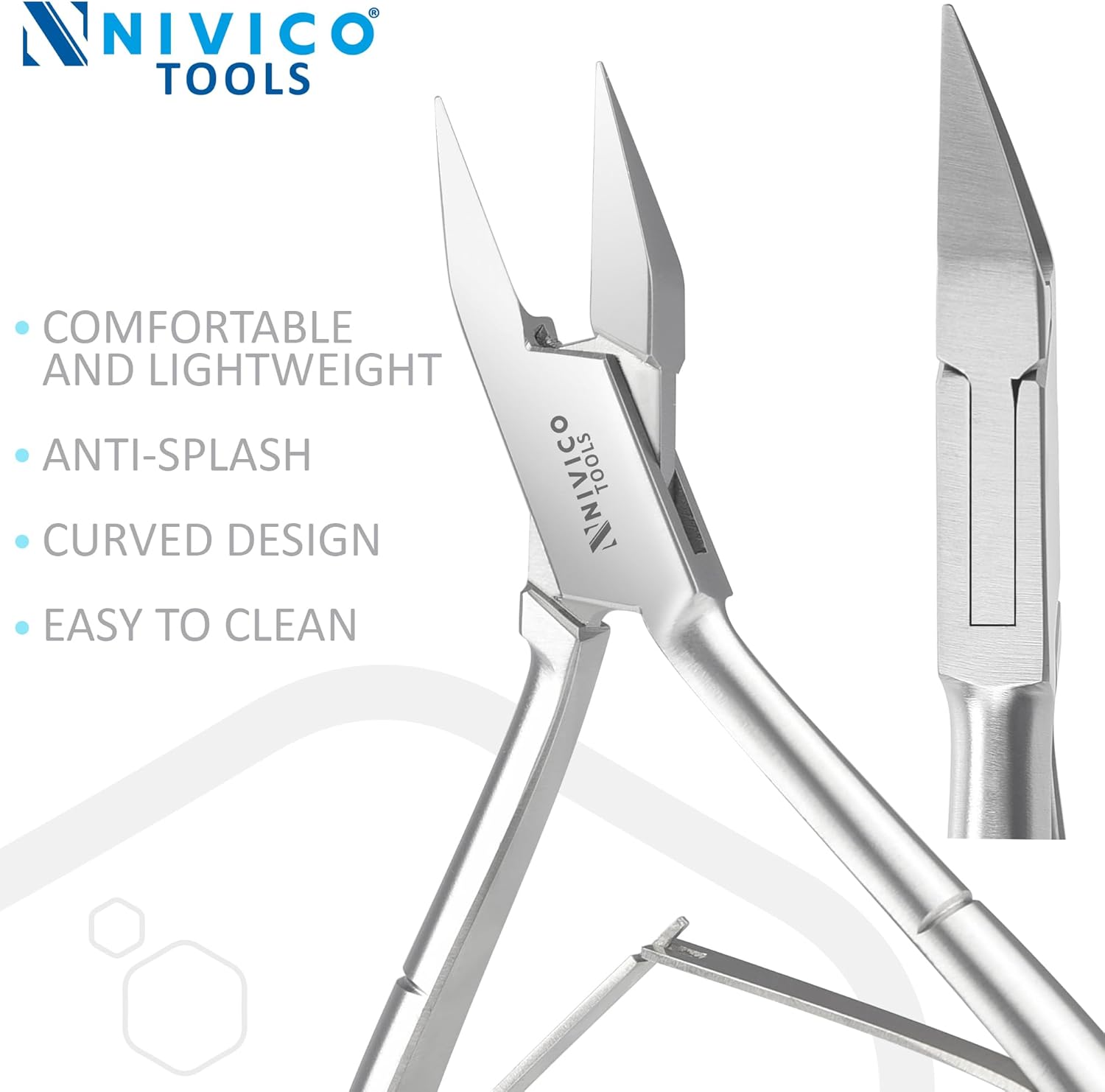 NIVICO Nail Cutter Corner Nipper Ingrown Toenail Trimmer 5" - 13cm Double Leaf Wire Spring, Podiatry Stainless Steel Nail Nippers