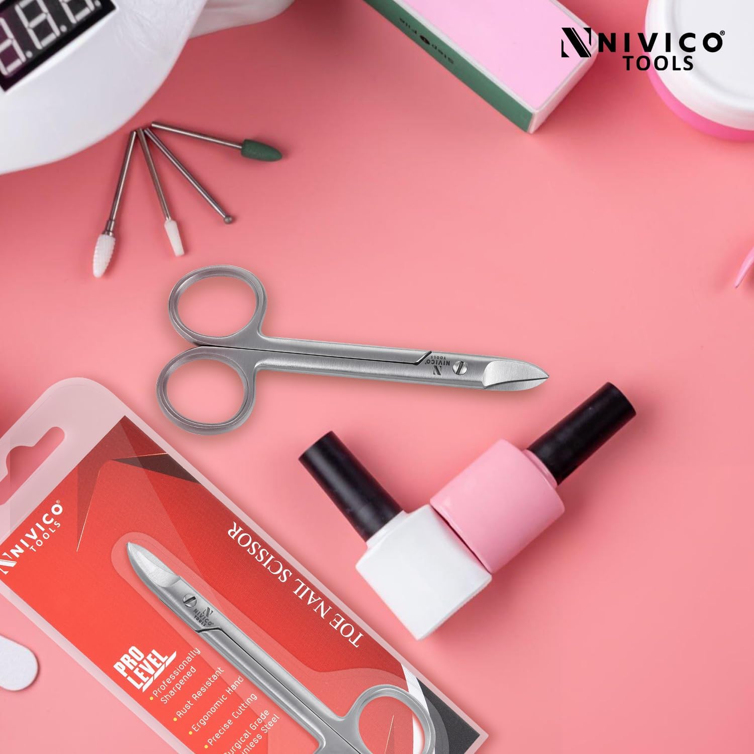 NIVICO Toenail Scissors - Stainless Steel Pedicure Scissor for Thick Nail 10.5cm Curved Blade