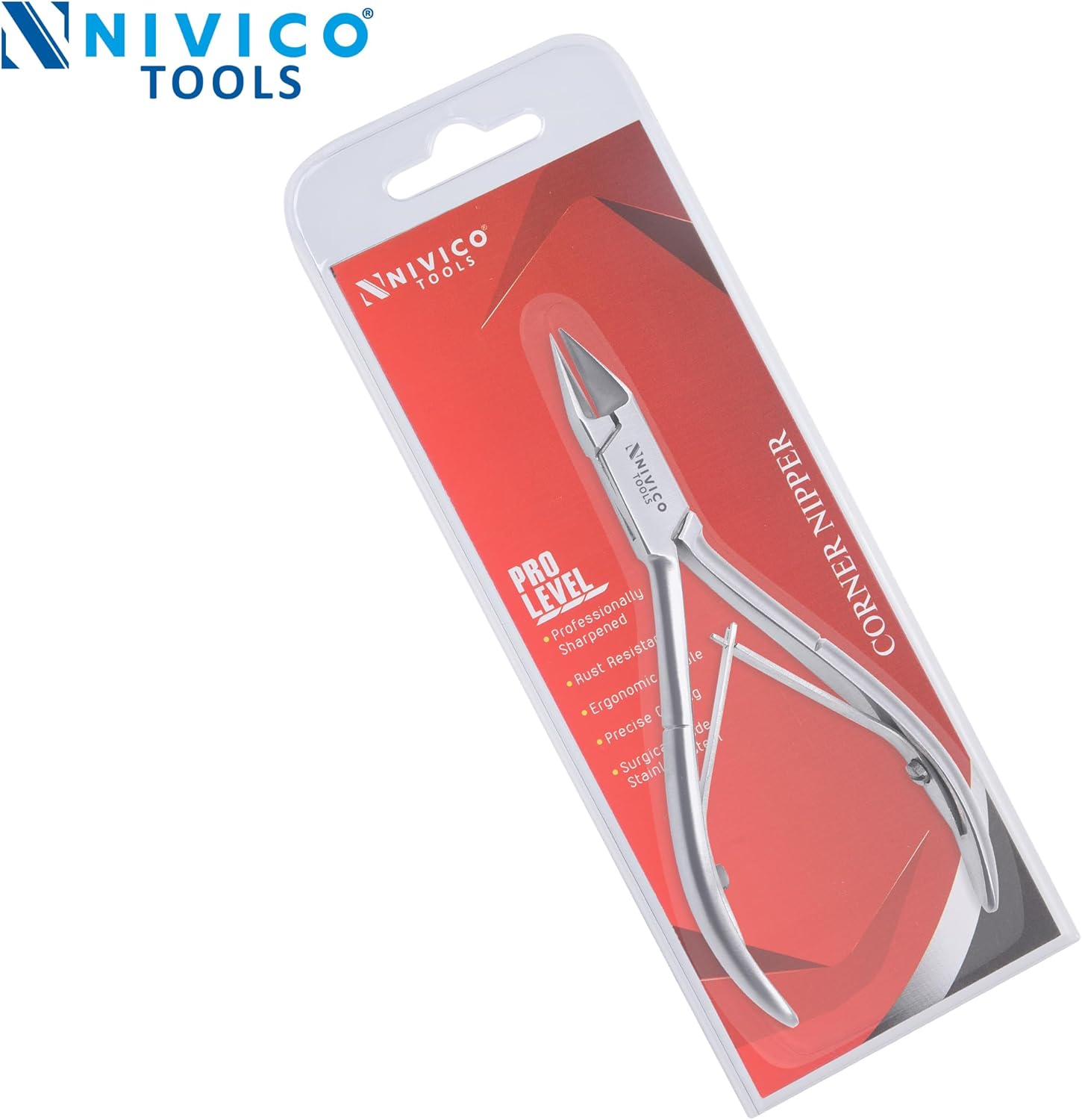 NIVICO Nail Cutter Corner Nipper Ingrown Toenail Trimmer 5" - 13cm Double Leaf Wire Spring, Podiatry Stainless Steel Nail Nippers