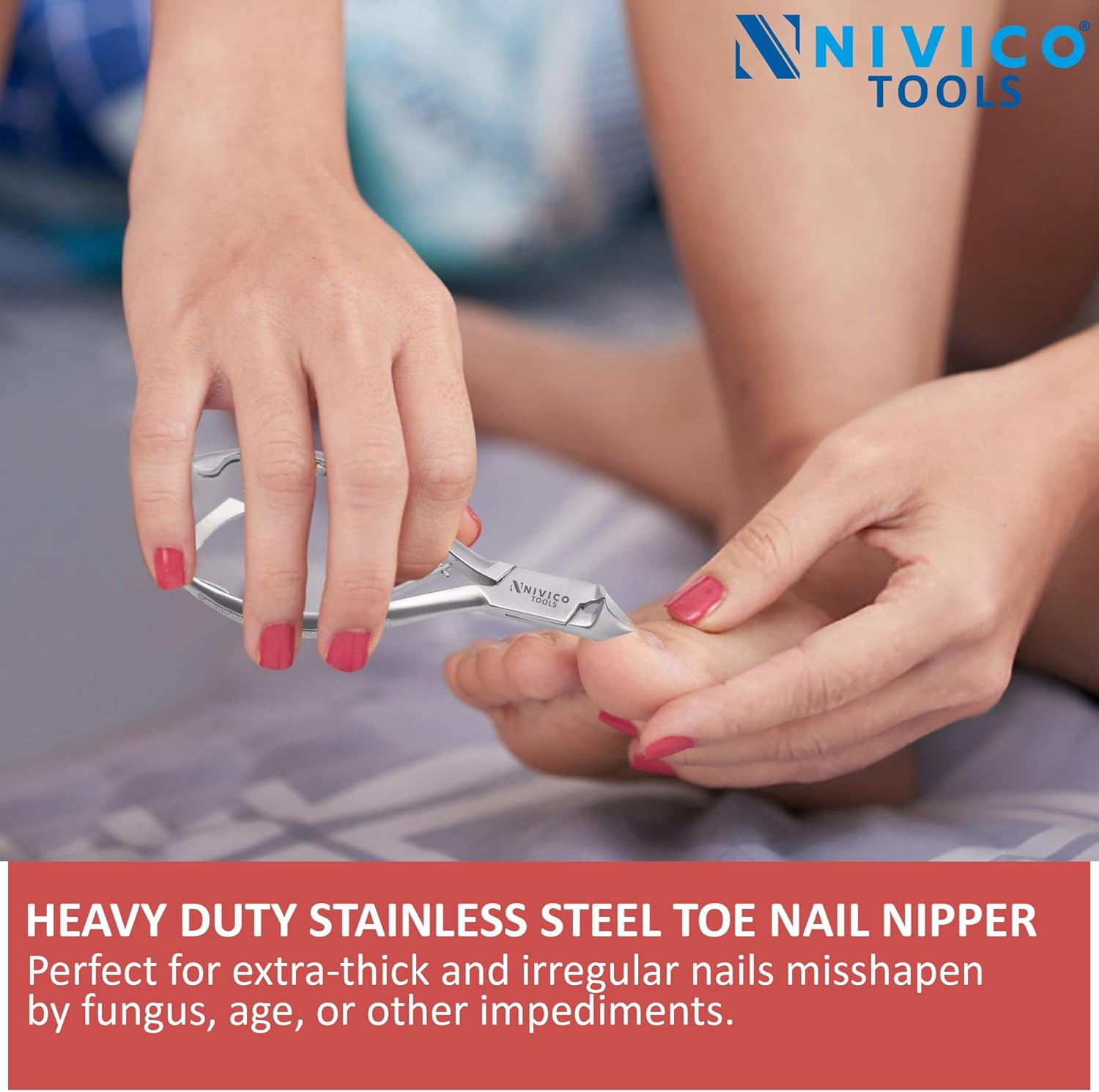 NIVICO Moon Shaped Nail Cutter Printed Handle with Back Lock