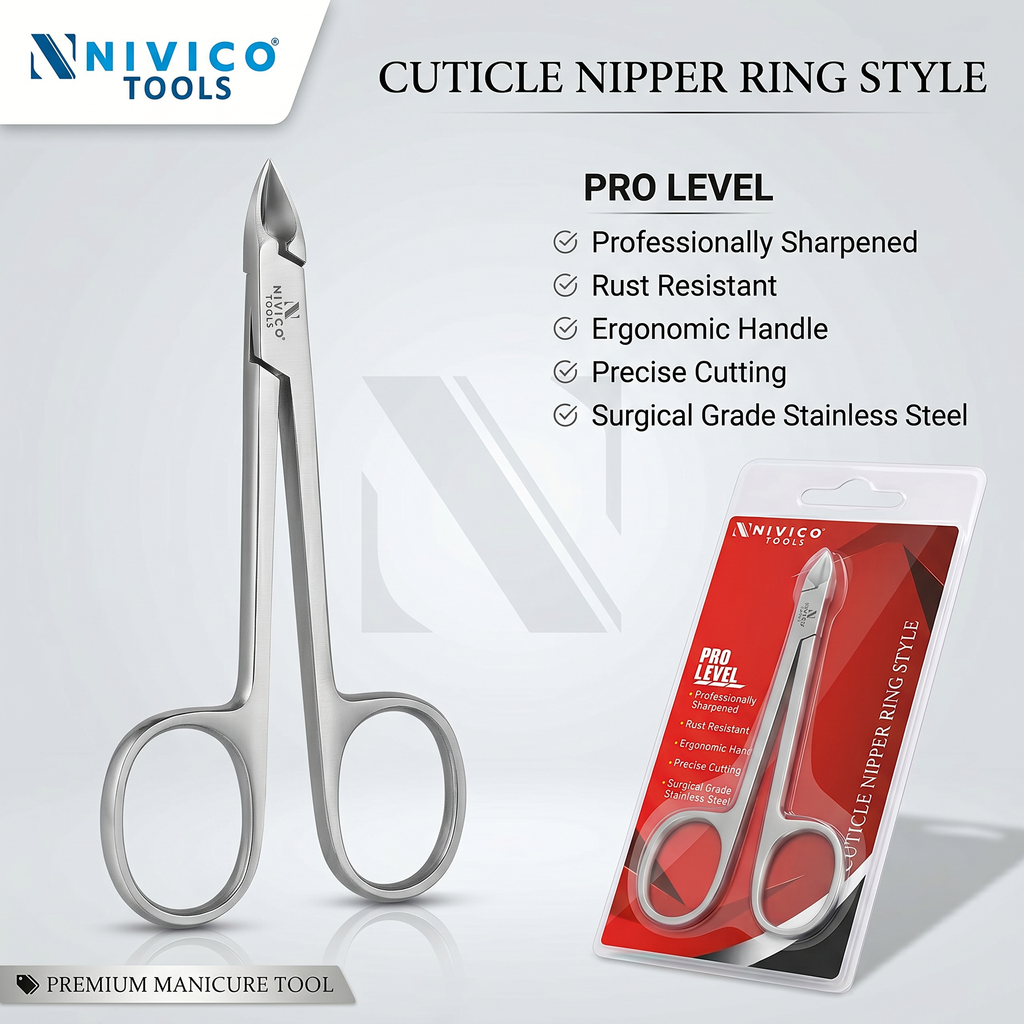 Premium Cuticle Nipper with Ring Handle – Cuticle Trimmer - Hangnail Clipper – Scissor-Style