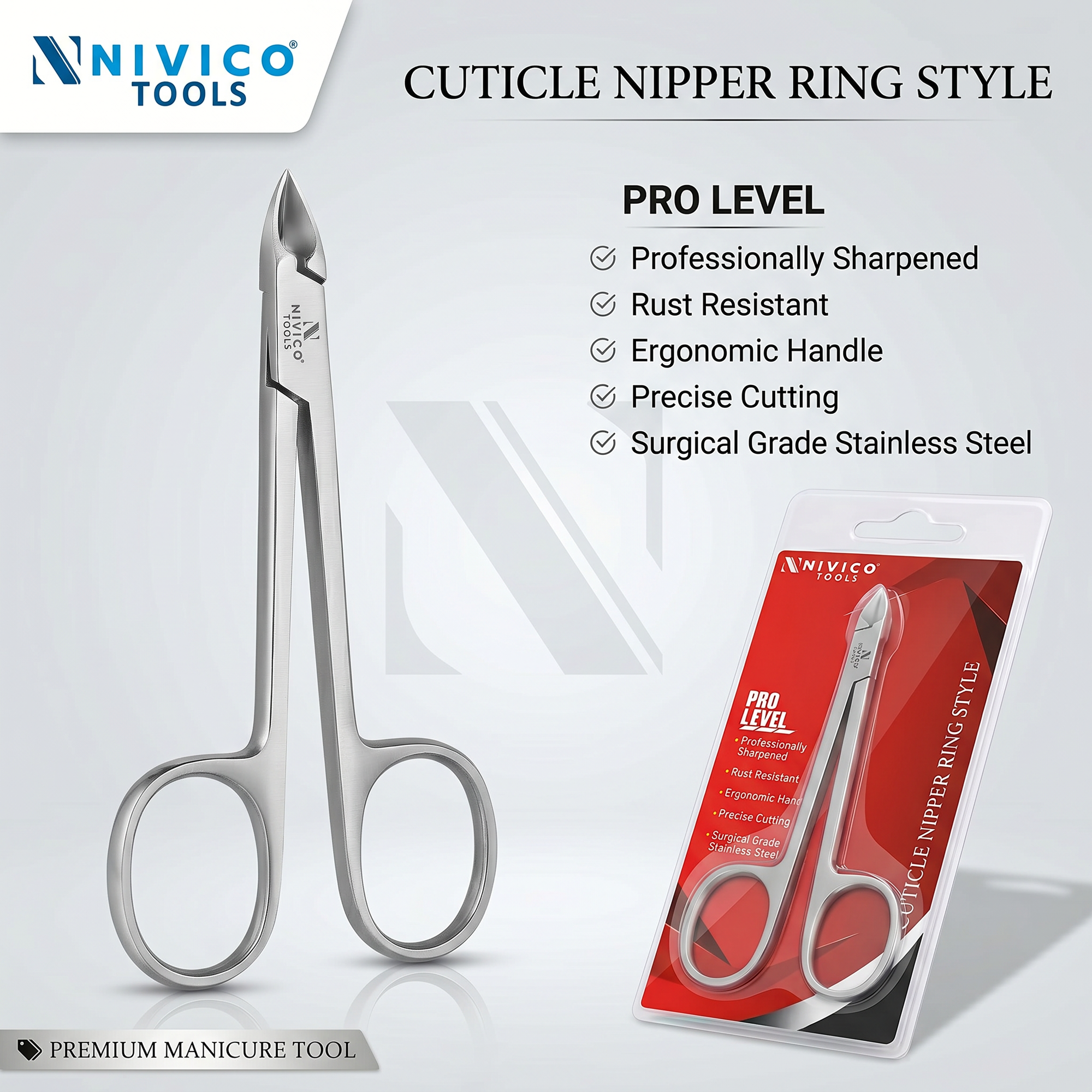 Premium Cuticle Nipper with Ring Handle – Cuticle Trimmer - Hangnail Clipper – Scissor-Style