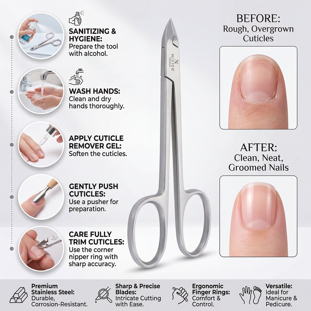 Premium Cuticle Nipper with Ring Handle – Cuticle Trimmer - Hangnail Clipper – Scissor-Style