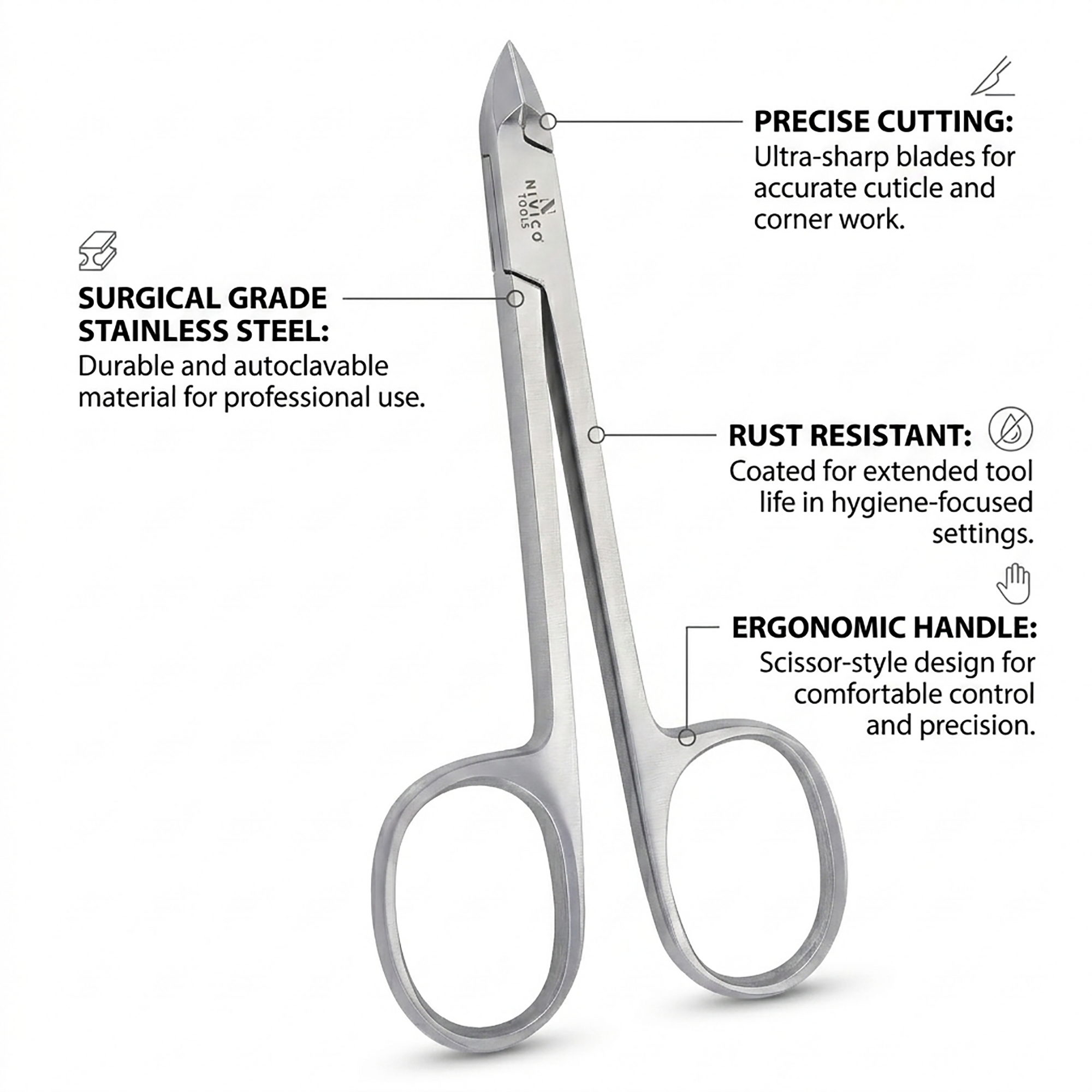 Premium Cuticle Nipper with Ring Handle – Cuticle Trimmer - Hangnail Clipper – Scissor-Style