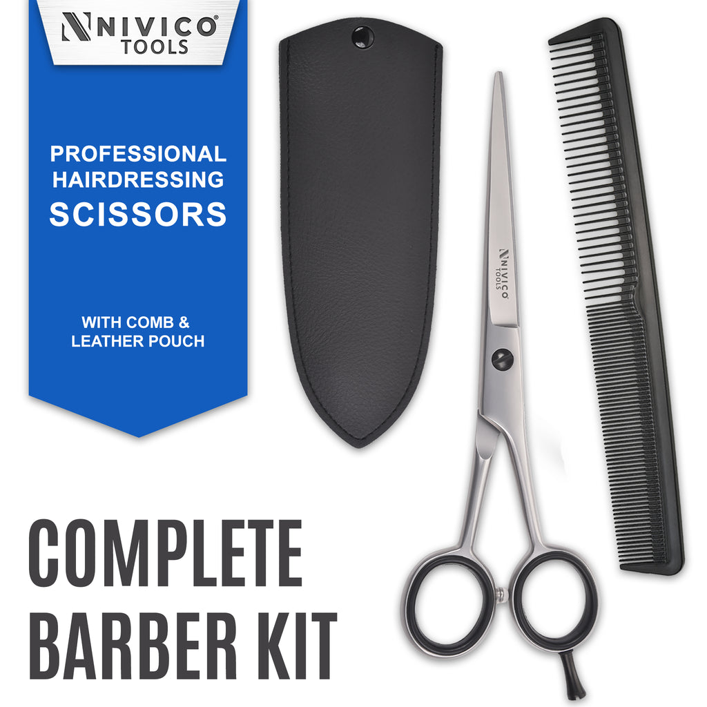 Professional 6.5” Barber Scissors - Hair Cutting Shears with Comb