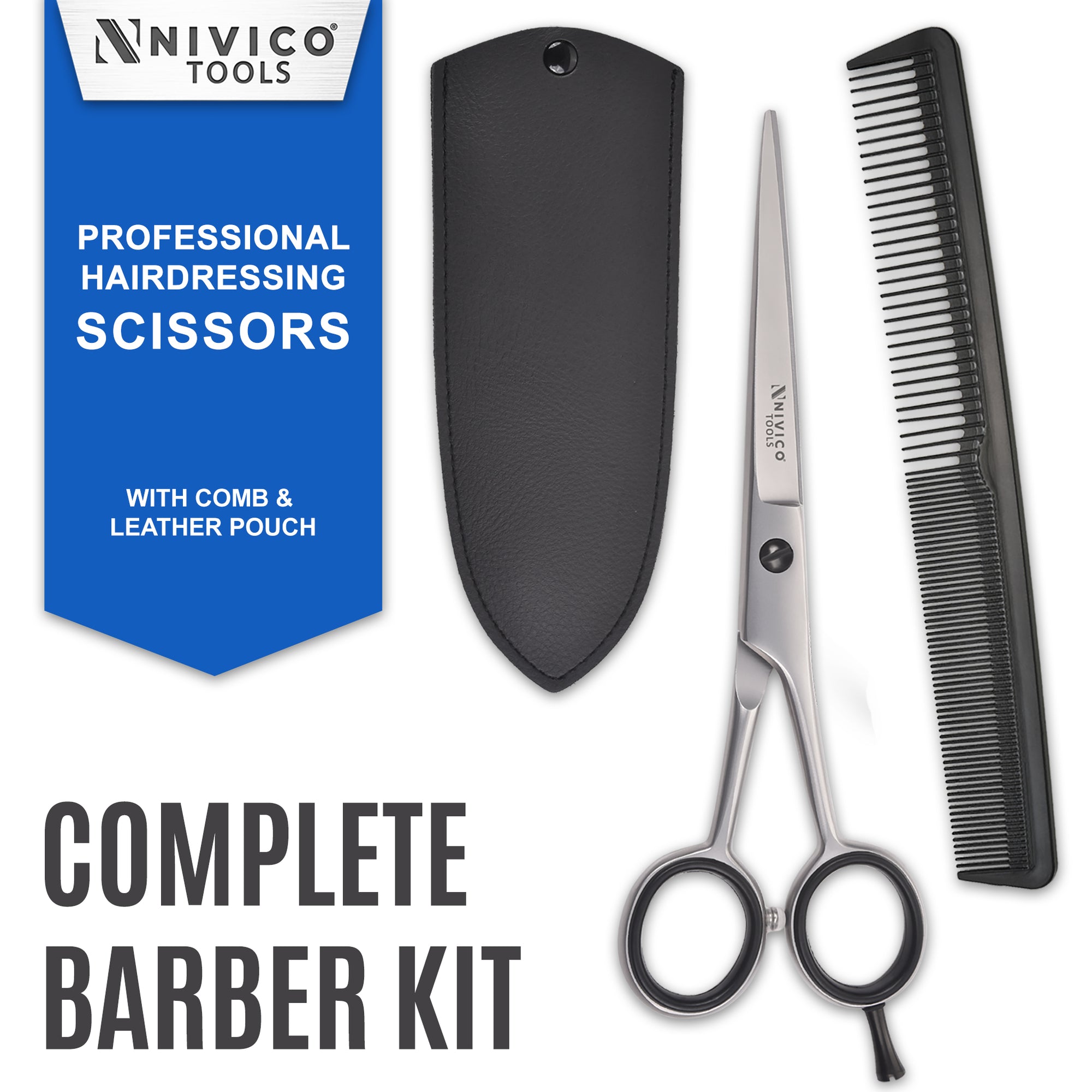 Professional 6.5” Barber Scissors - Hair Cutting Shears with Comb