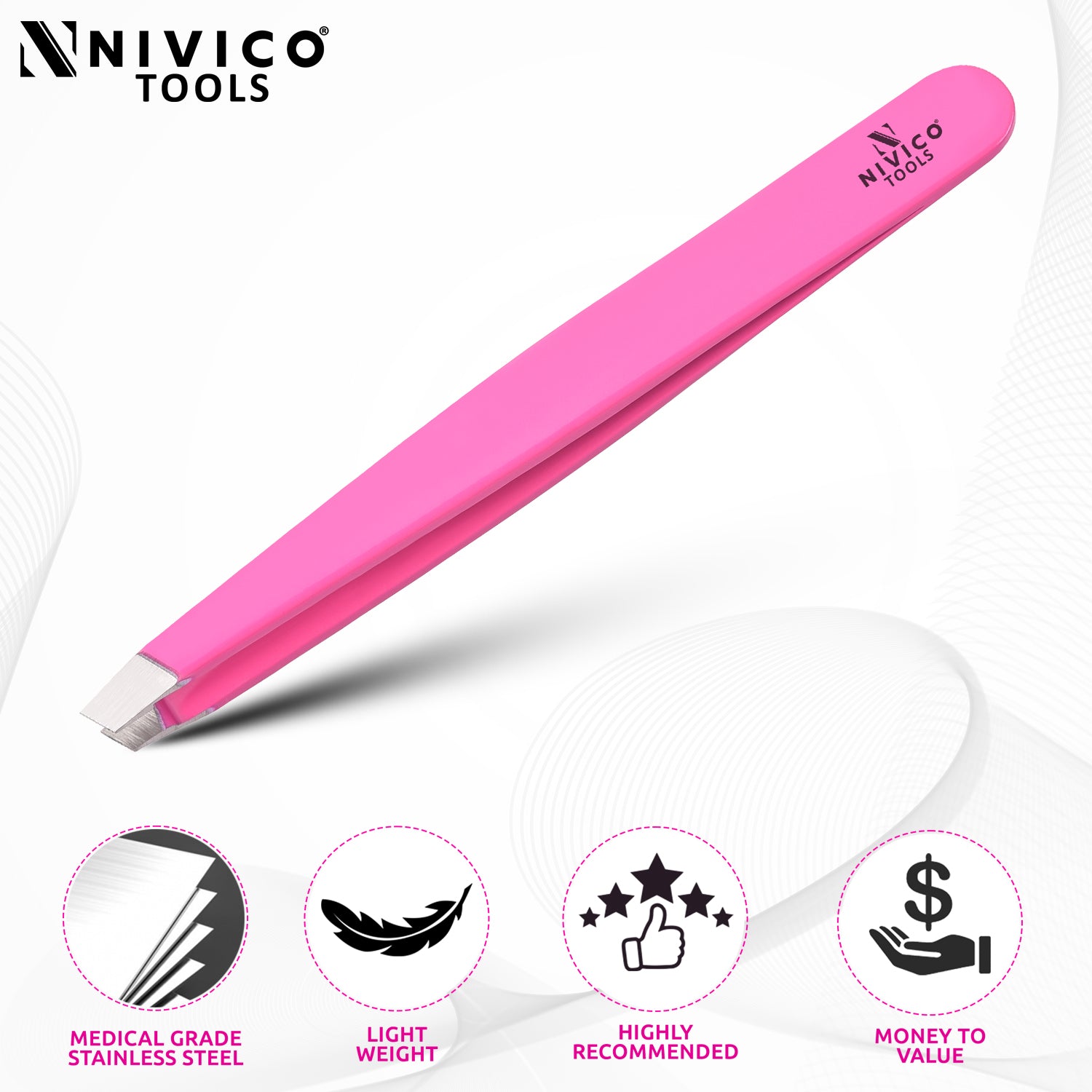 NIVICO Eyebrow Tweezer Hair Removal (Pink)