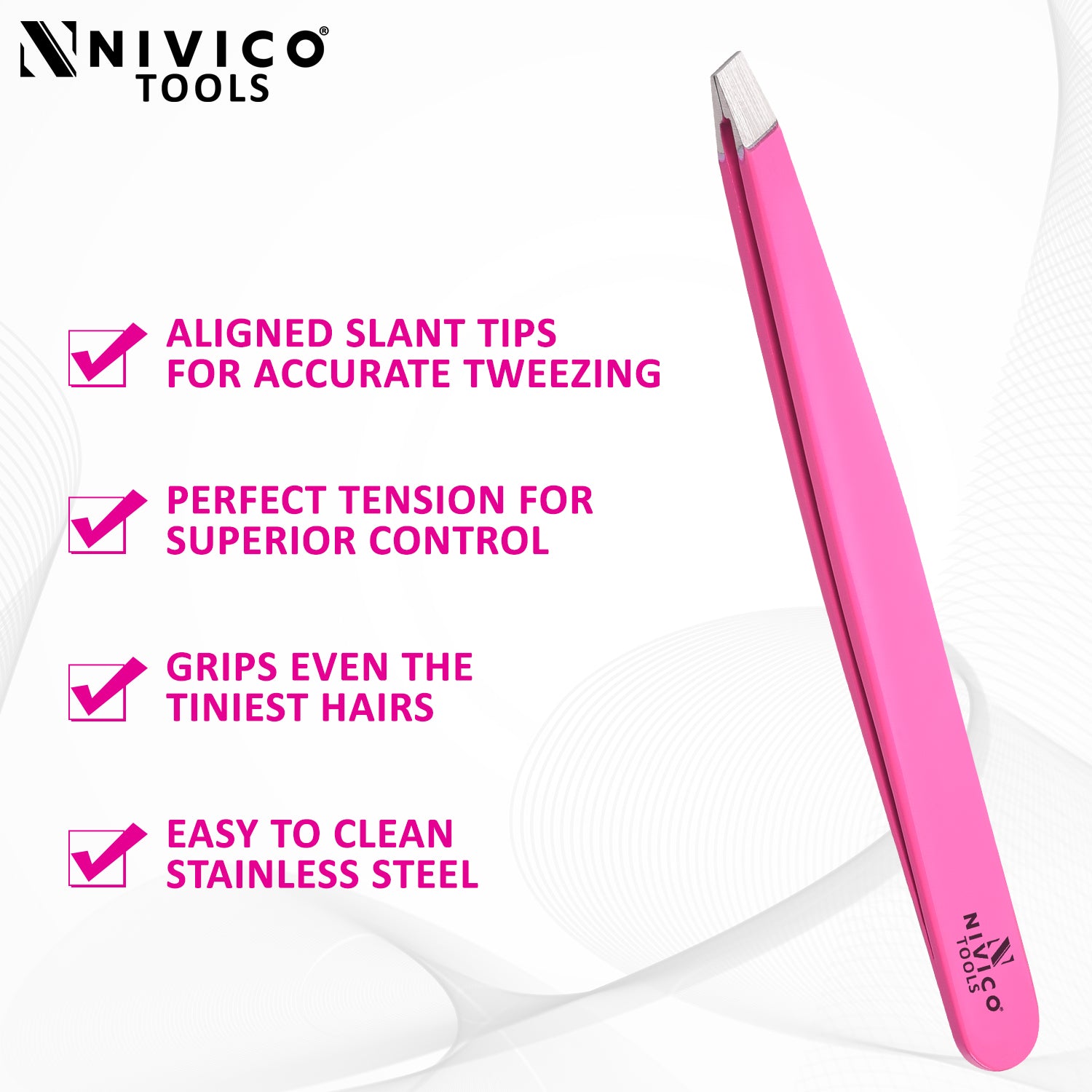 NIVICO Eyebrow Tweezer Hair Removal (Pink)