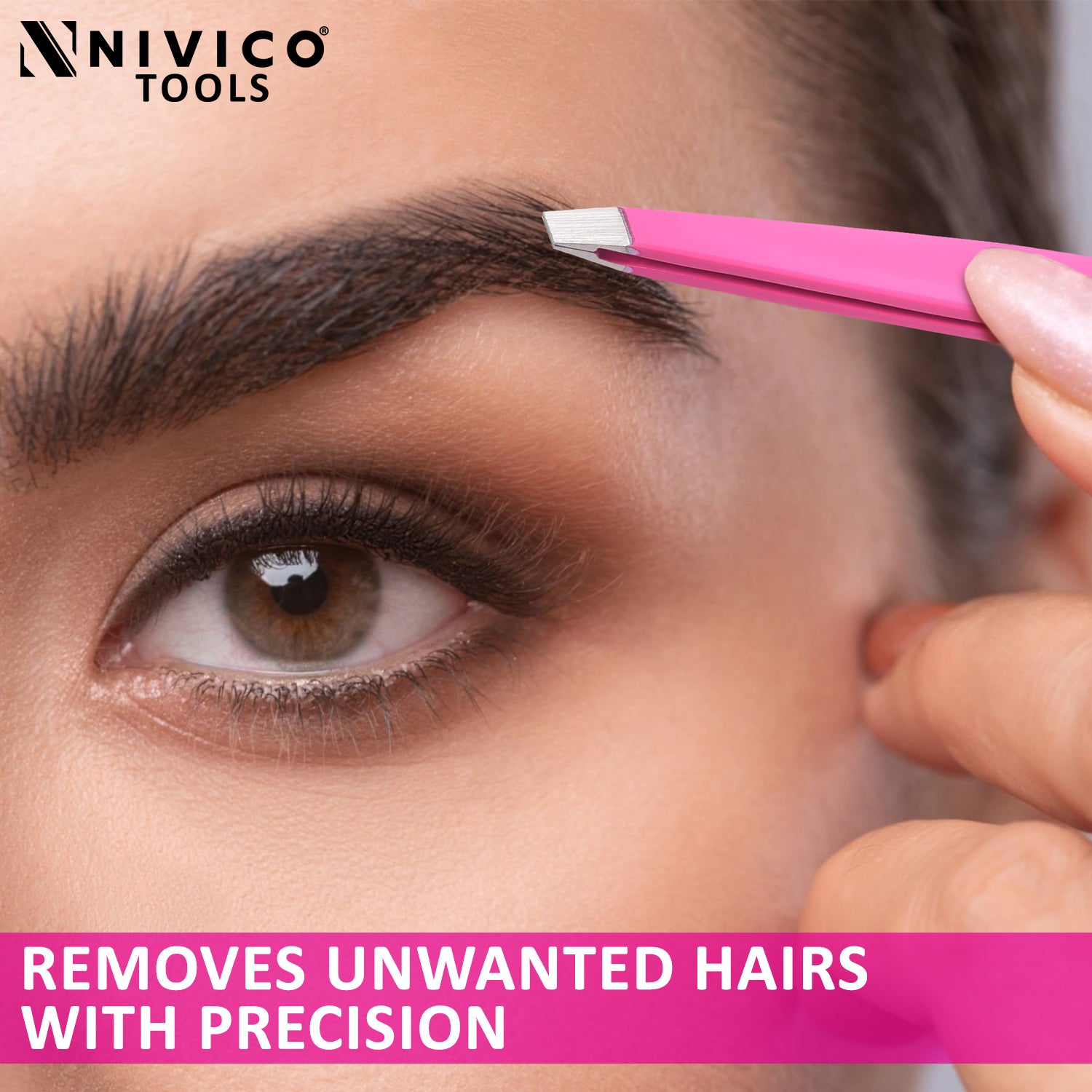 NIVICO Eyebrow Tweezer Hair Removal (Pink)