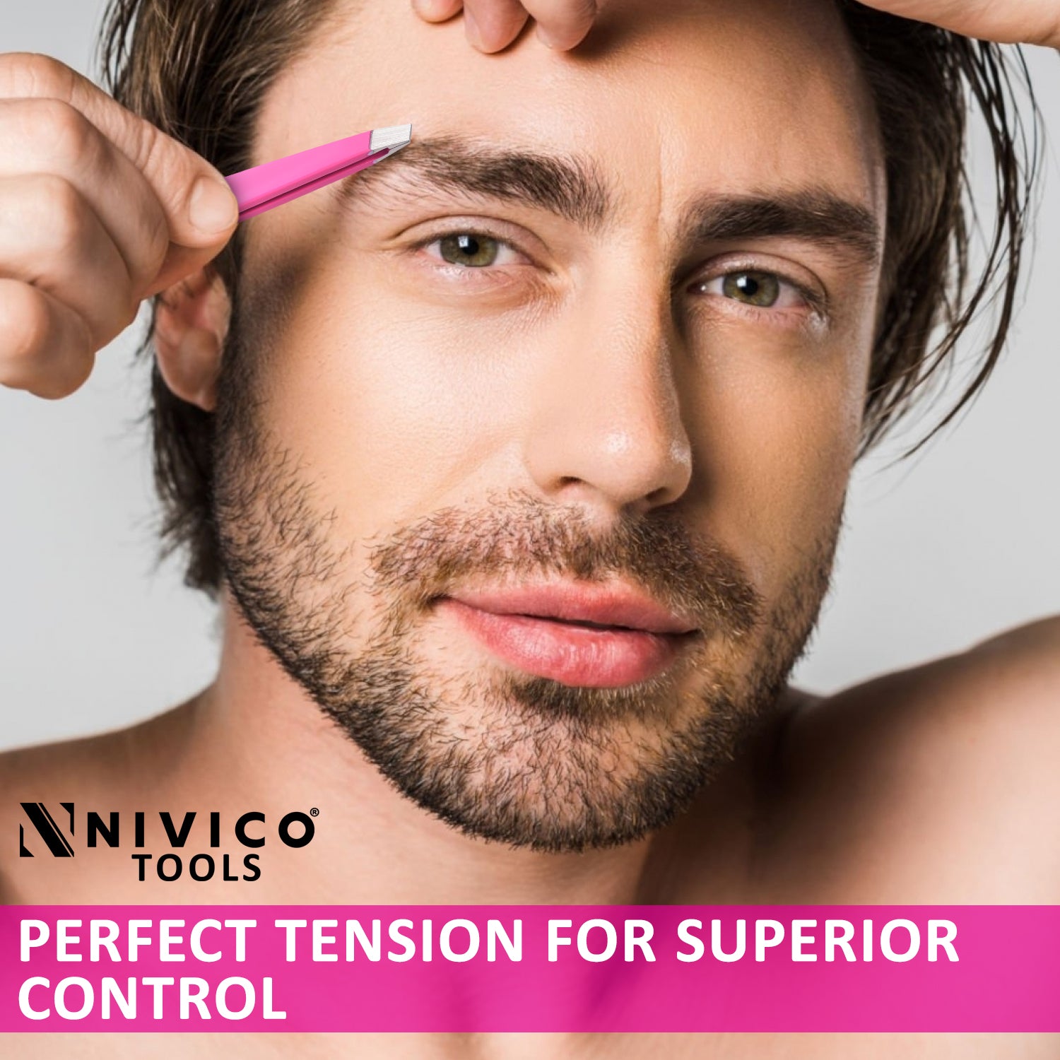 NIVICO Eyebrow Tweezer Hair Removal (Pink)