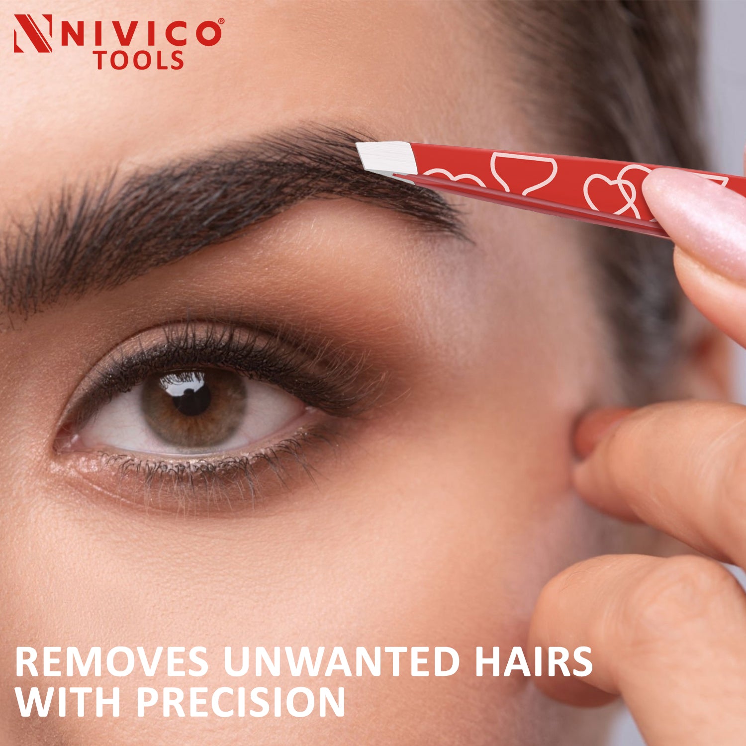 NIVICO Eyebrow Tweezer Hair Removal (Red Coated)