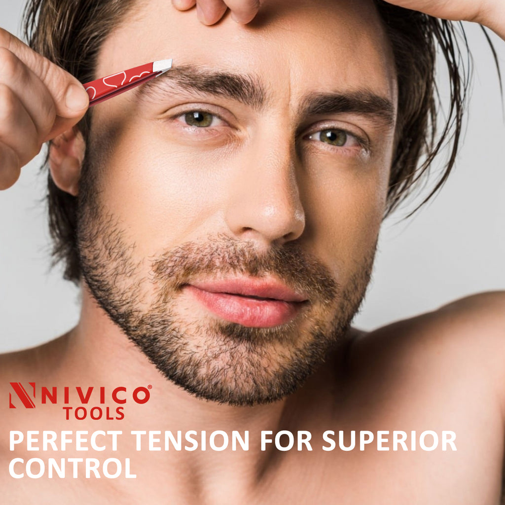 NIVICO Eyebrow Tweezer Hair Removal (Red Coated)