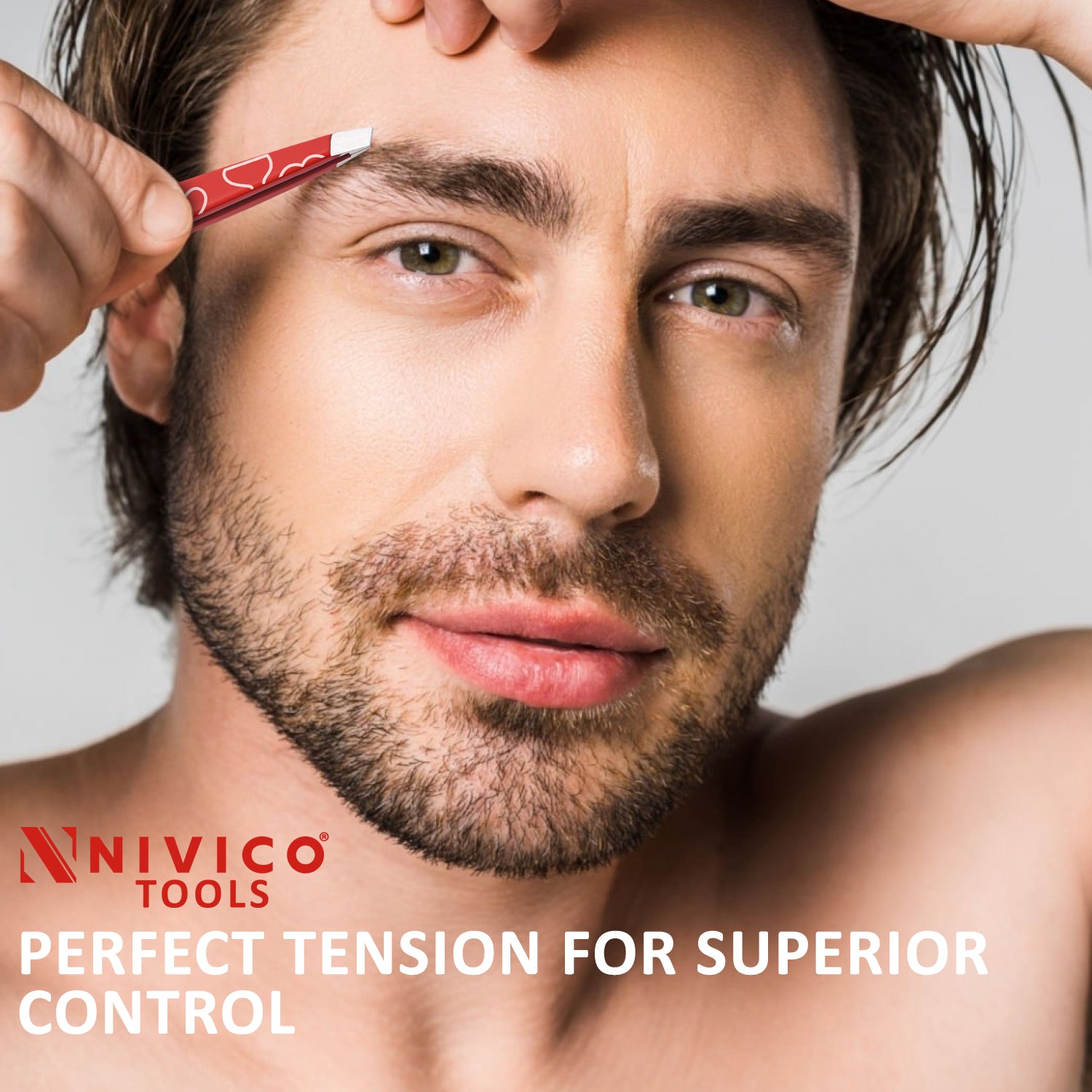 NIVICO Eyebrow Tweezer Hair Removal (Red Coated)